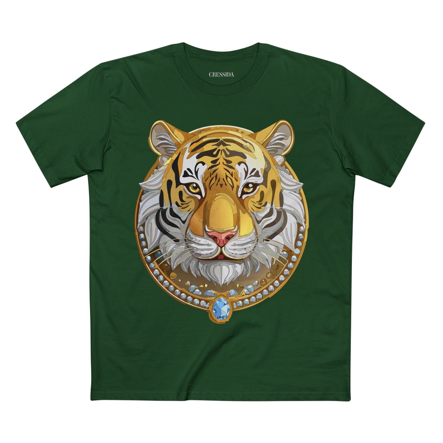 Tiger Graphic Unisex 100 Cotton Tee With Unique Animal Golden Medallion Art Design 4