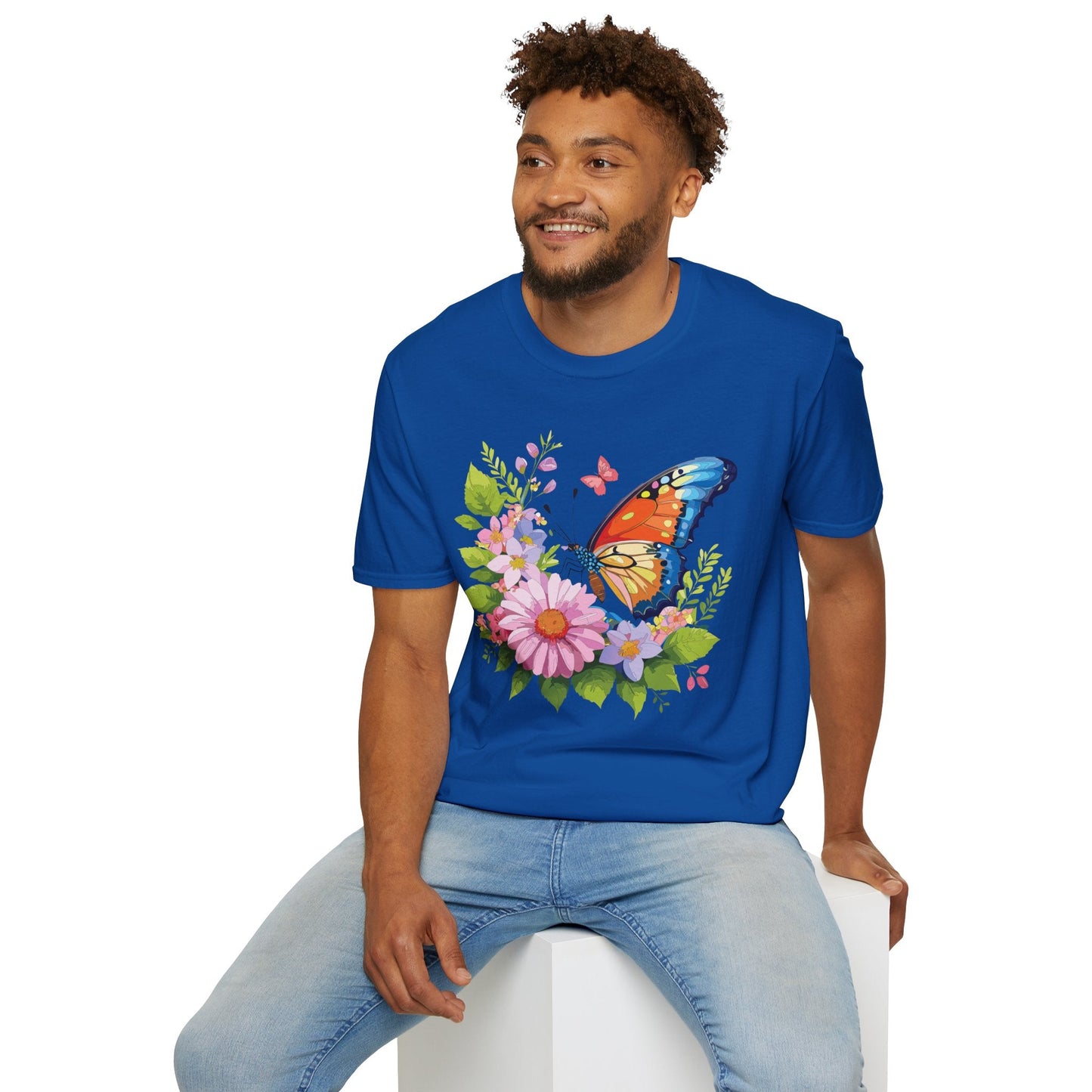 Butterfly T Shirt Unisex Short Sleeve Gildan Softstyle 64000 Monarch Butterfly Design Graphic
