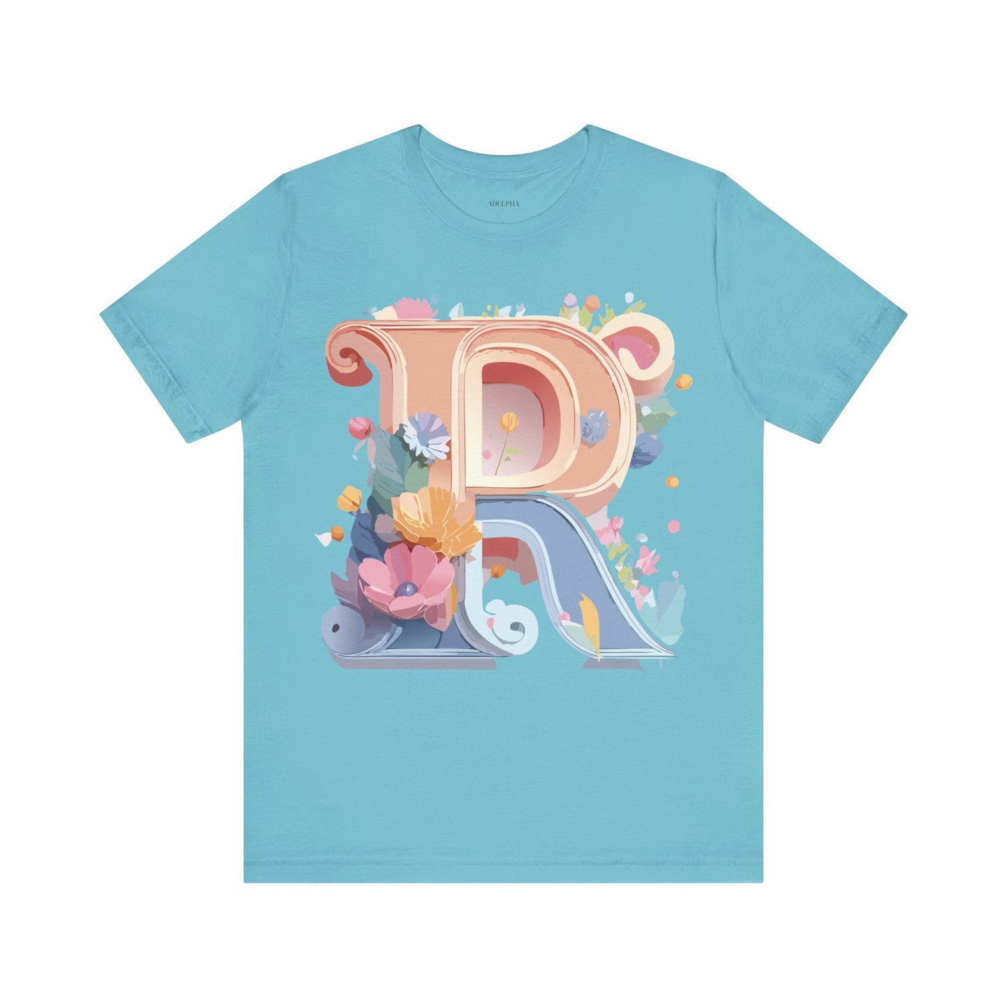 Letter R  Graphic Tee Unisex Short Sleeve Vintage Art Design Tee