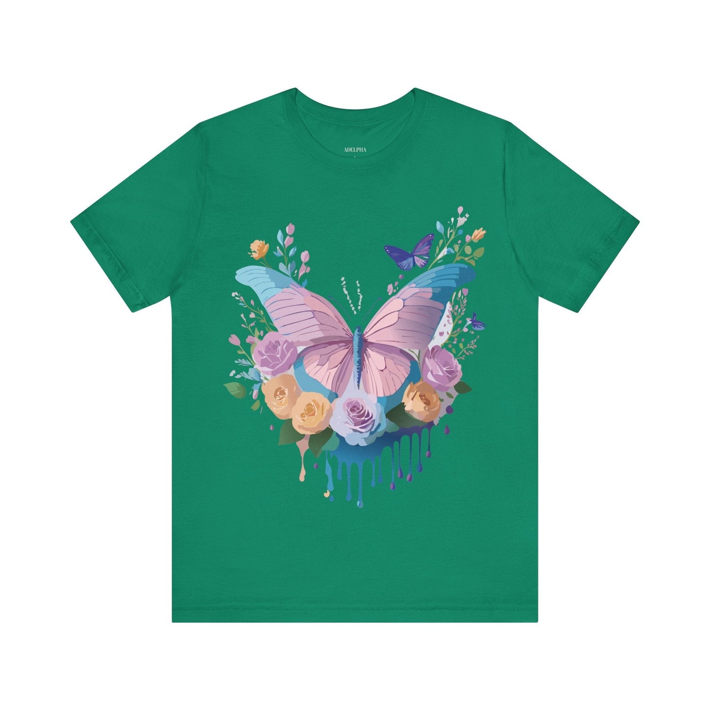 Butterfly Graphic Unisex 100 Cotton Lightweight Vintage Floral Design Jersey Tee 37