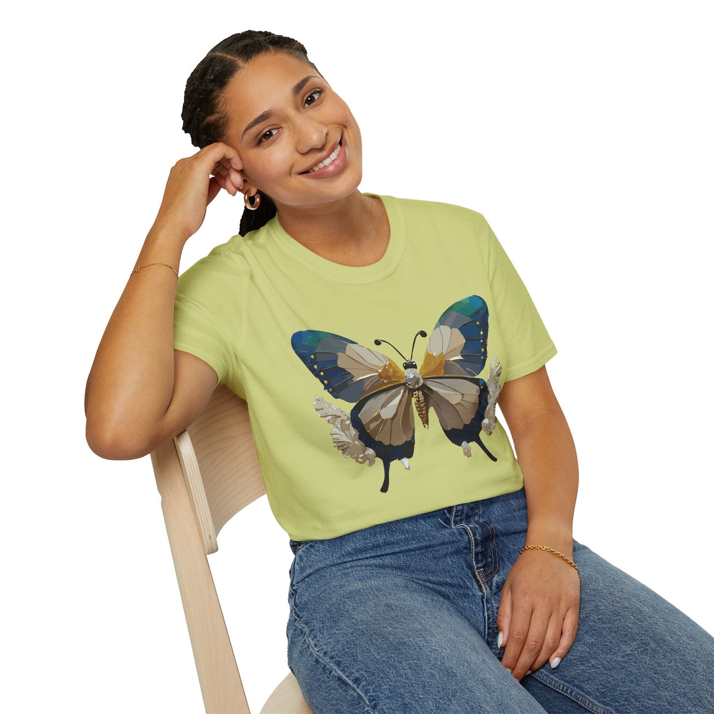 Butterfly Themed Unisex T Shirt With Monarch Design Gildan Softstyle 64000 Premium Ring Spun Cotton