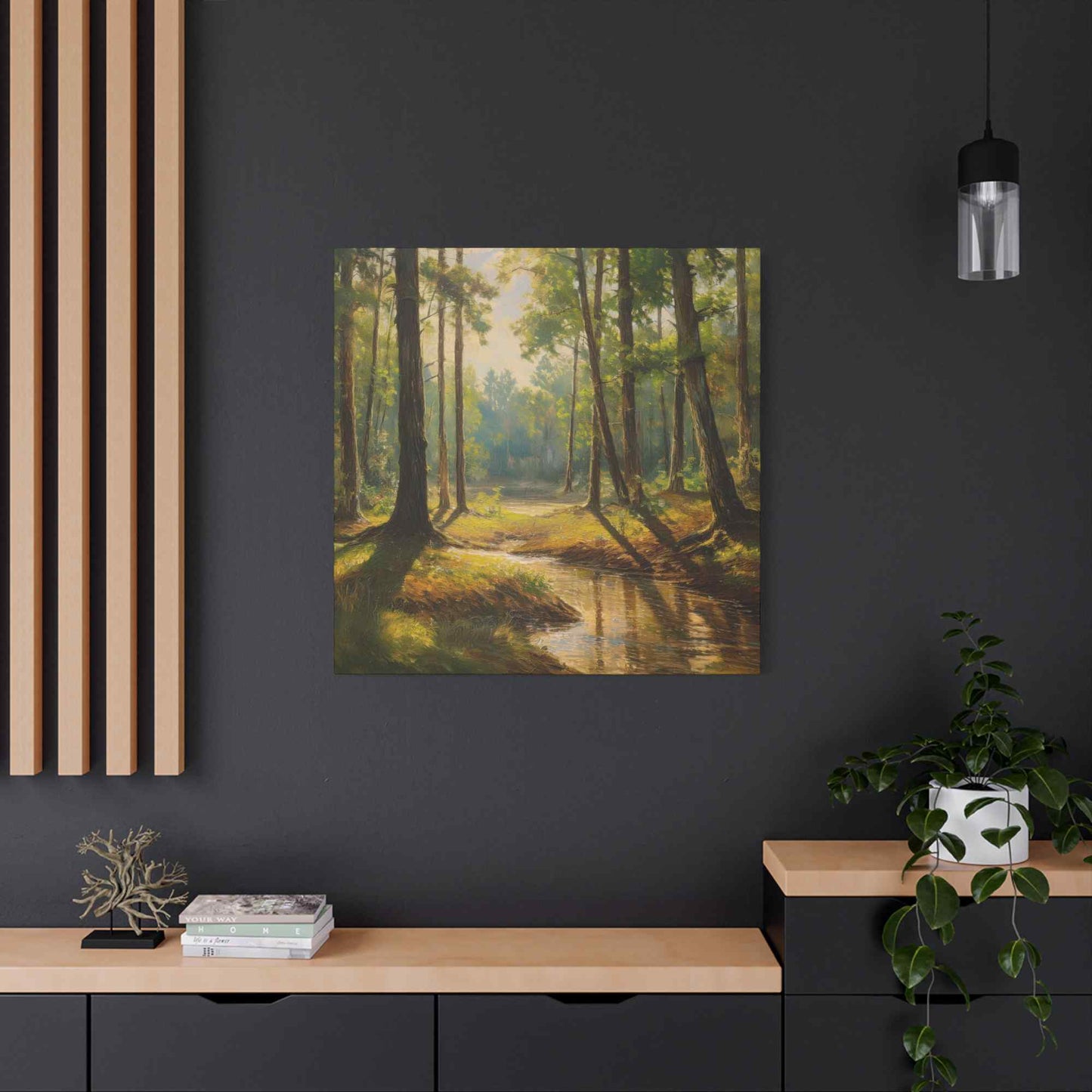 Forest Print Canvas, Trees Oil Paint Print 20x20, 24x24, 30x30, 32x32, 36x36 Art Design Print Pine-Wood Inner Frame MC-72