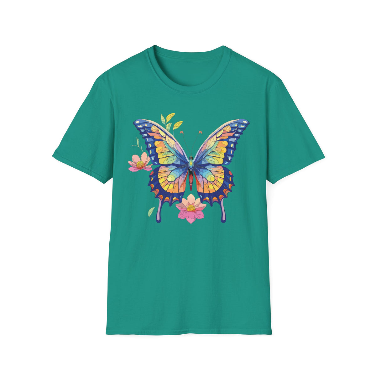 Butterfly Watercolor T-Shirt — Colorful Floral Monarch Graphic Tee Unisex 100 Cotton Gildan T-Shirt