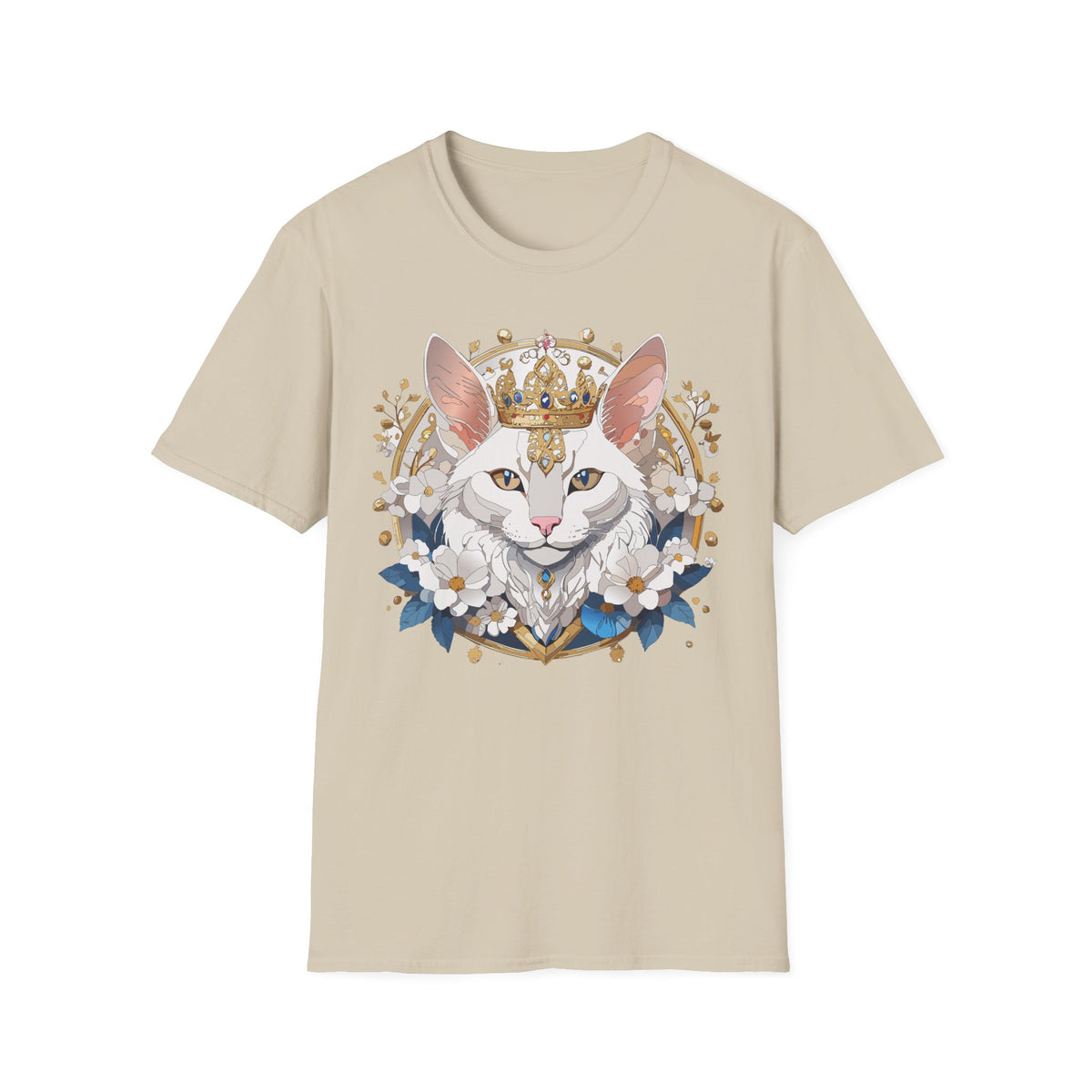Regal Cat Crown T-Shirt | Crowned Kitty Illustration Tee