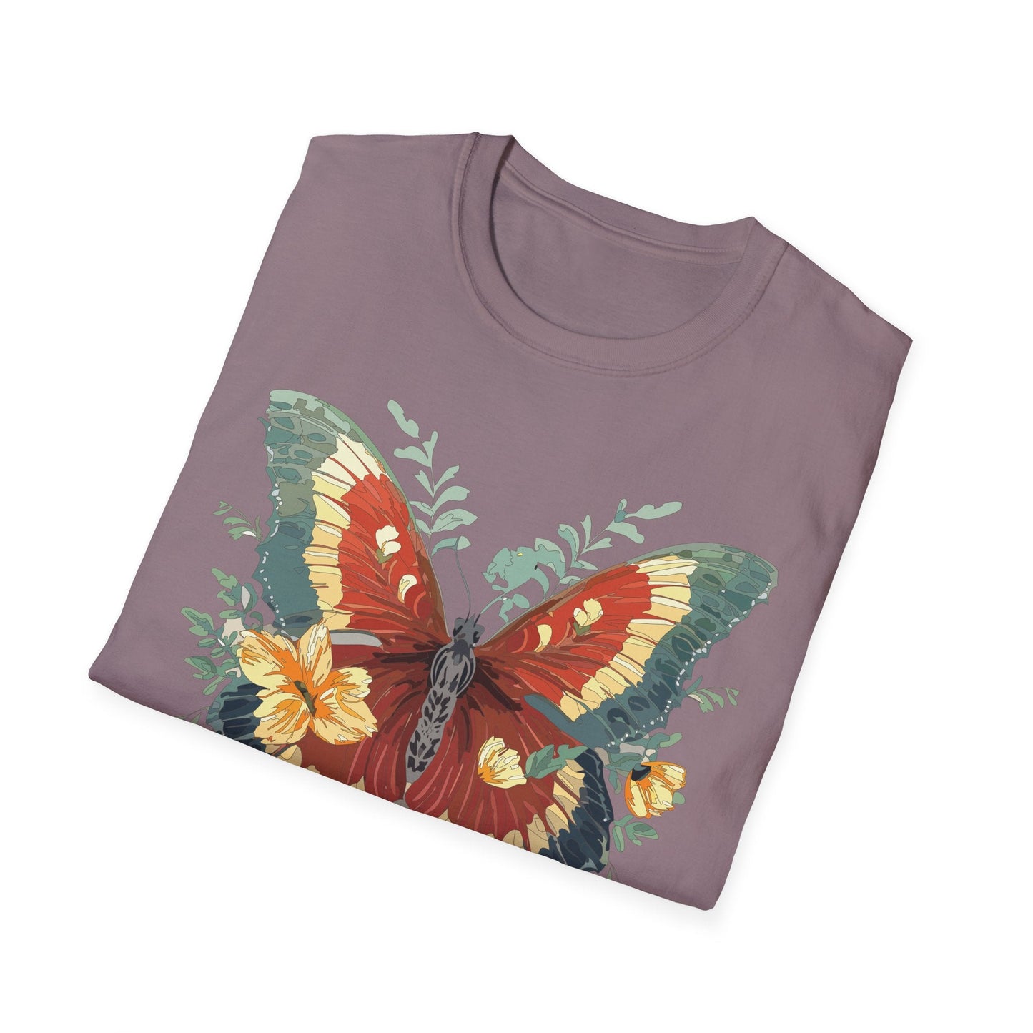 Butterfly T Shirt Unisex Gildan Softstyle 64000 Comfort Monarch Design 100 Percent Cotton