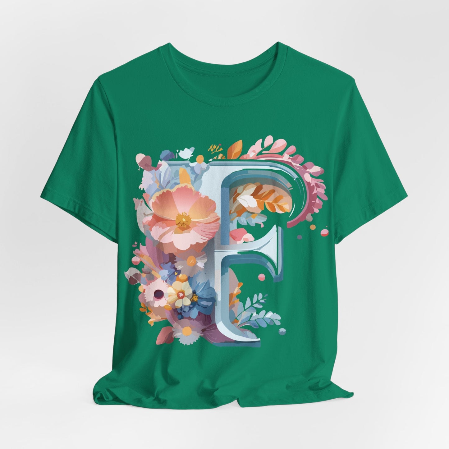 Letter F Graphic Tee Unisex Short Sleeve Vintage Inspired Adelpha Artwork Collection