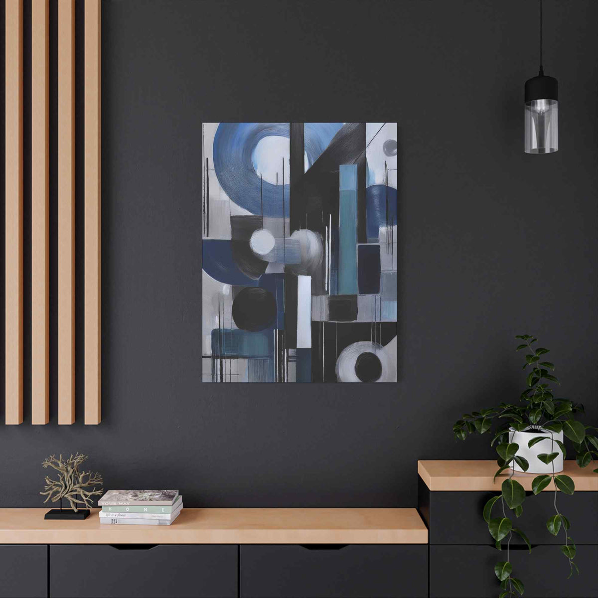 Blue Abstract Painting Print Canvas 20x24,20x30,24x30, 24x32,24x36,30x40, 32x48,36x48,40x60 Pine-Wood Inner Frame ABS-28
