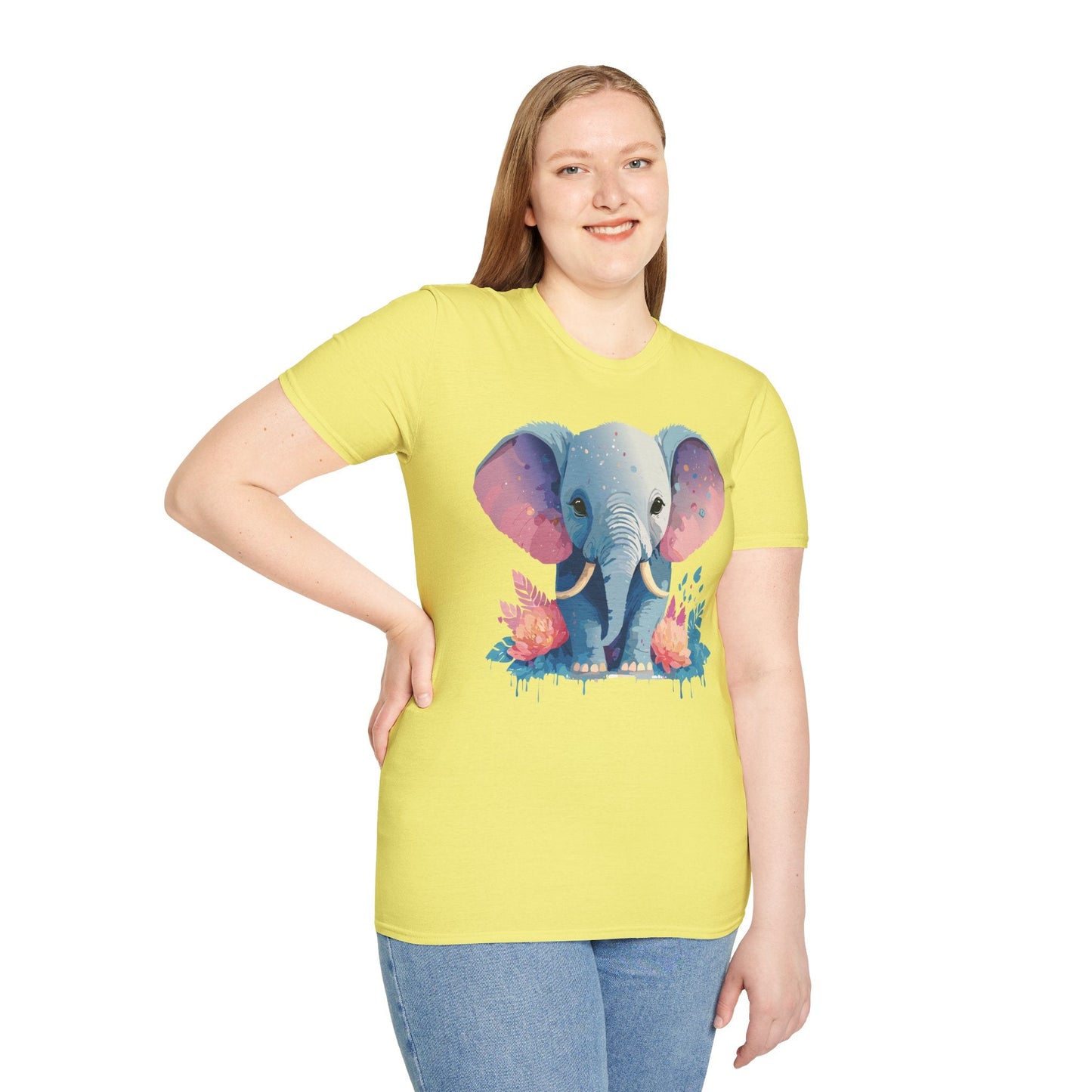 Elephant T Shirt For Adults Unisex Gildan Softstyle 64000 100 Percent Ring Spun Cotton Tee