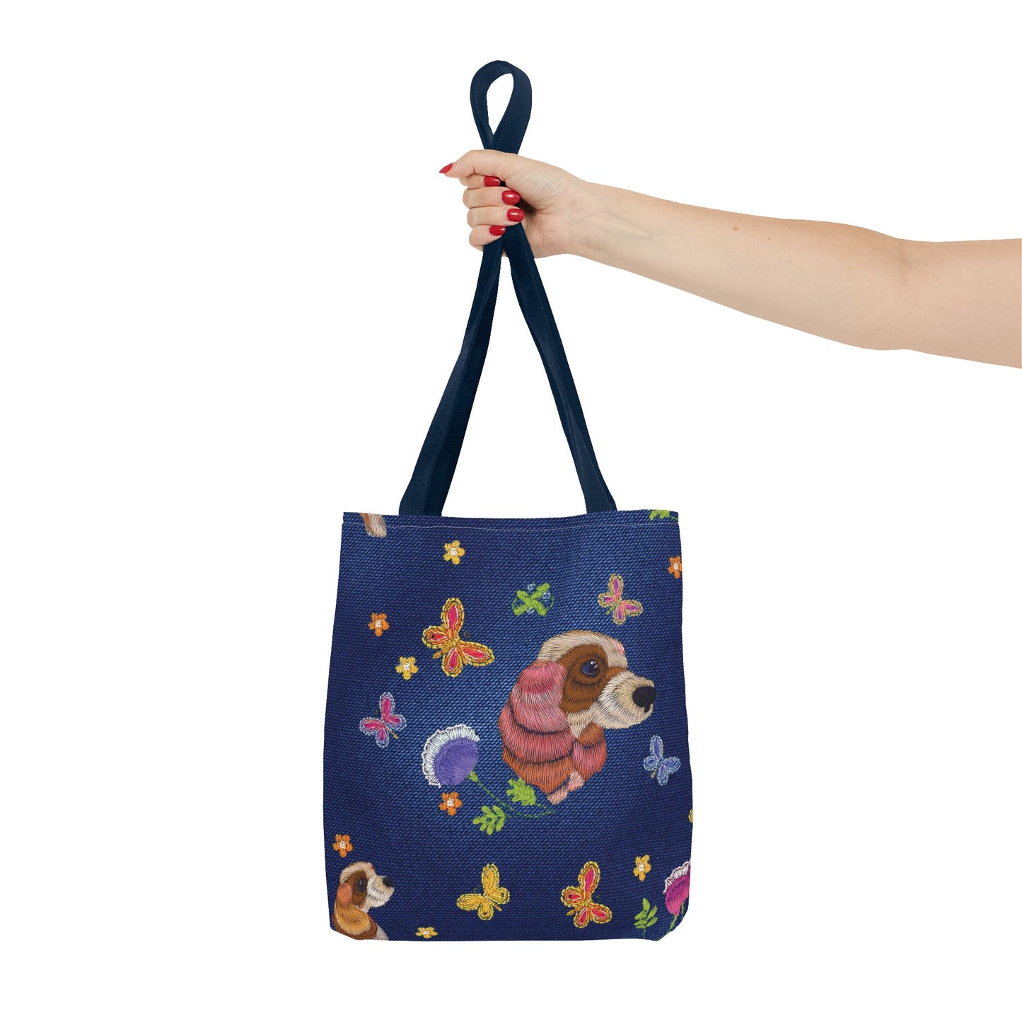Denim Fabric Imitation Print Unisex Canvas Bag Poly Spun 3 Sizes Tote Bag 191-5