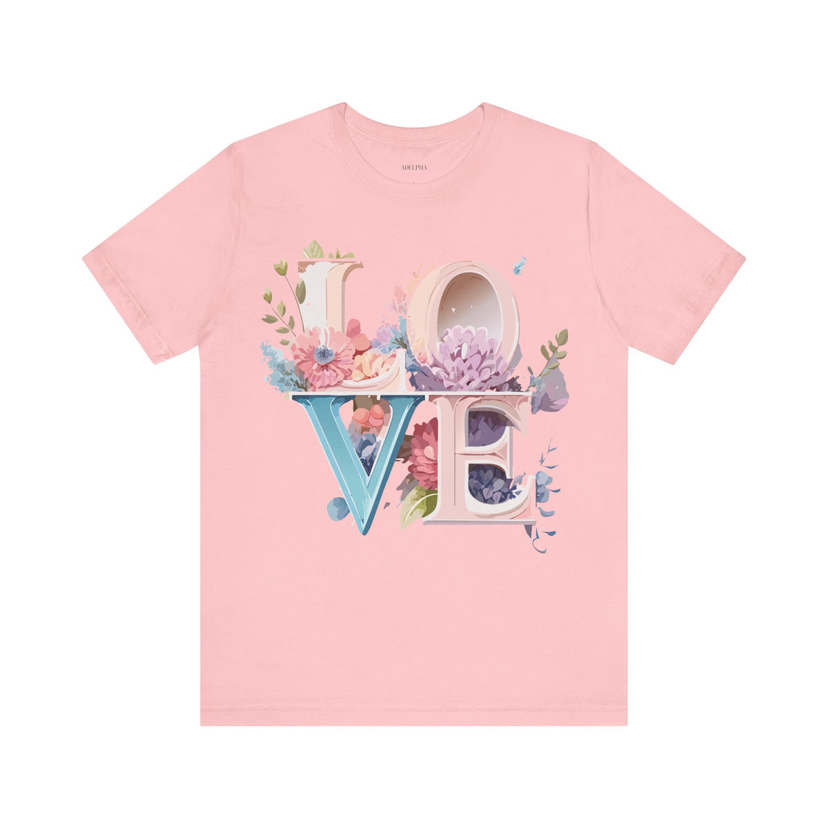 Valentine's Day Graphic Unisex Cotton Bella+Canvas Tee with Floral Art Design d100