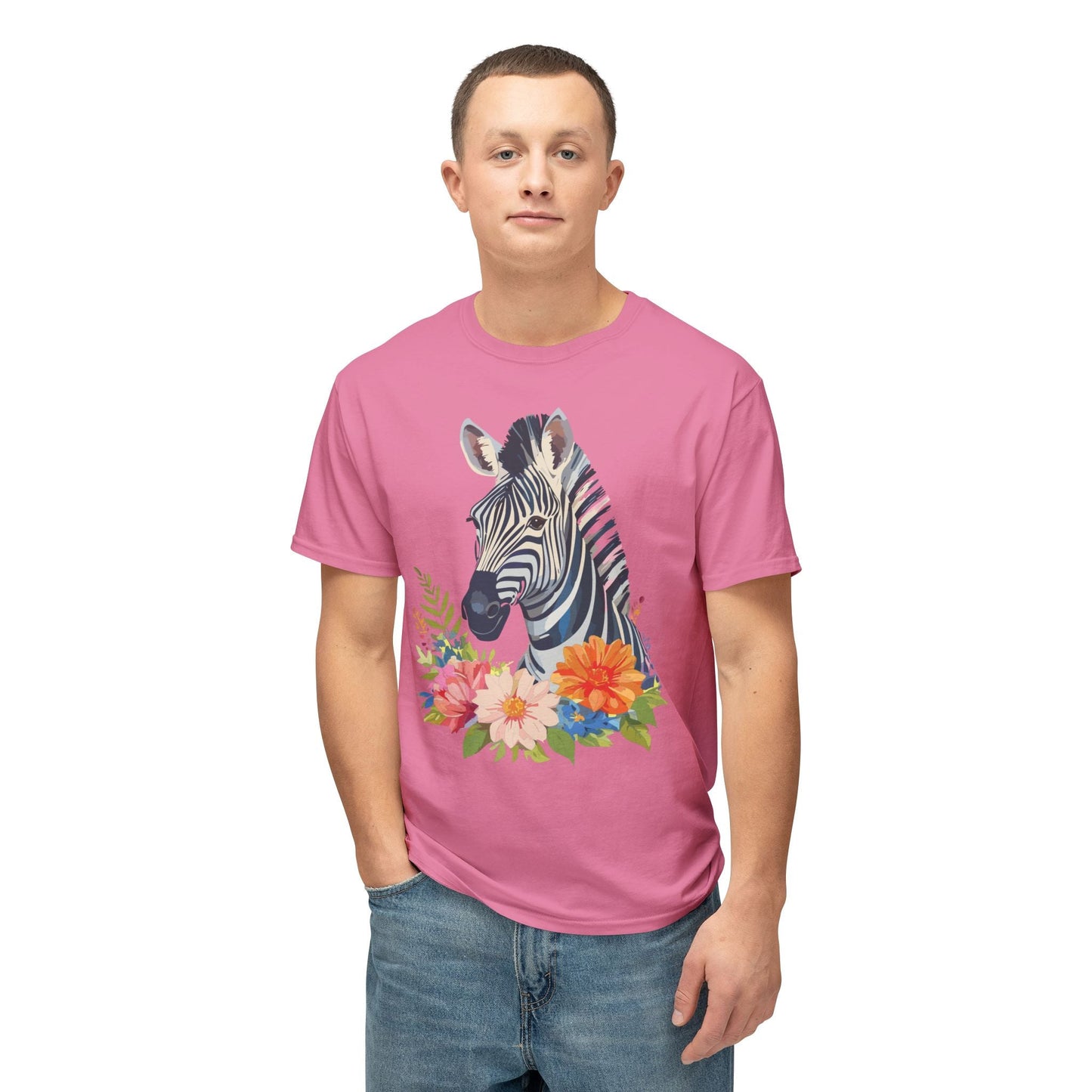 Unisex Zebra Art T Shirt With Full Color Print 100 Percent Cotton Jersey Tee Premium