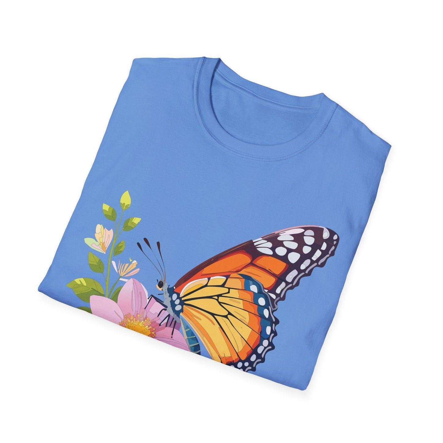Butterfly T Shirt for Women and Men Monarch Print Softstyle Unisex Gildan 64000 Tee