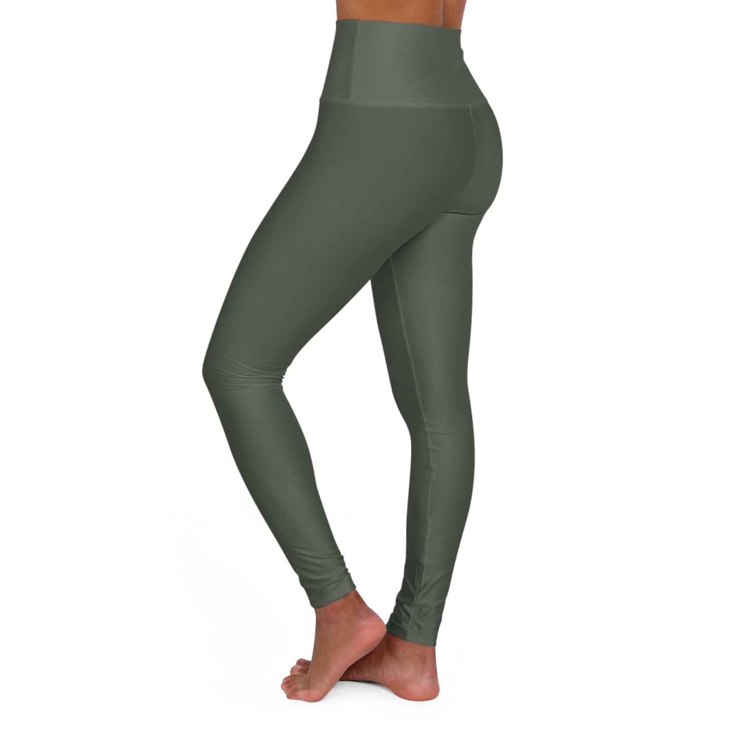 Ebony Olive Color High-Waist Yoga Leggings Women's Seamless Poly-Span Stretchy Performance Pants