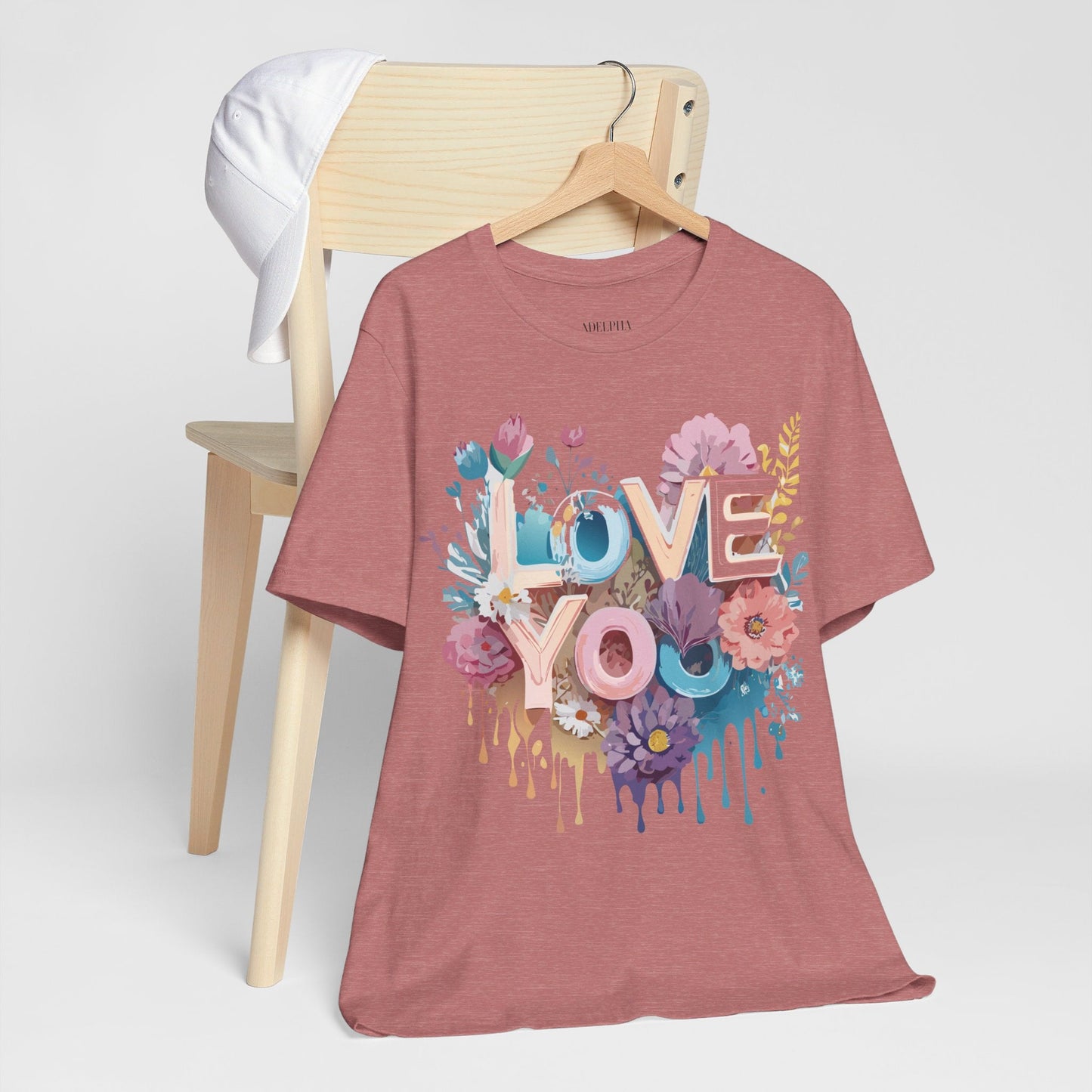 Valentine Day Graphic Unisex 100 Cotton Vintage Artwork with Love and Flower Design Tee 37