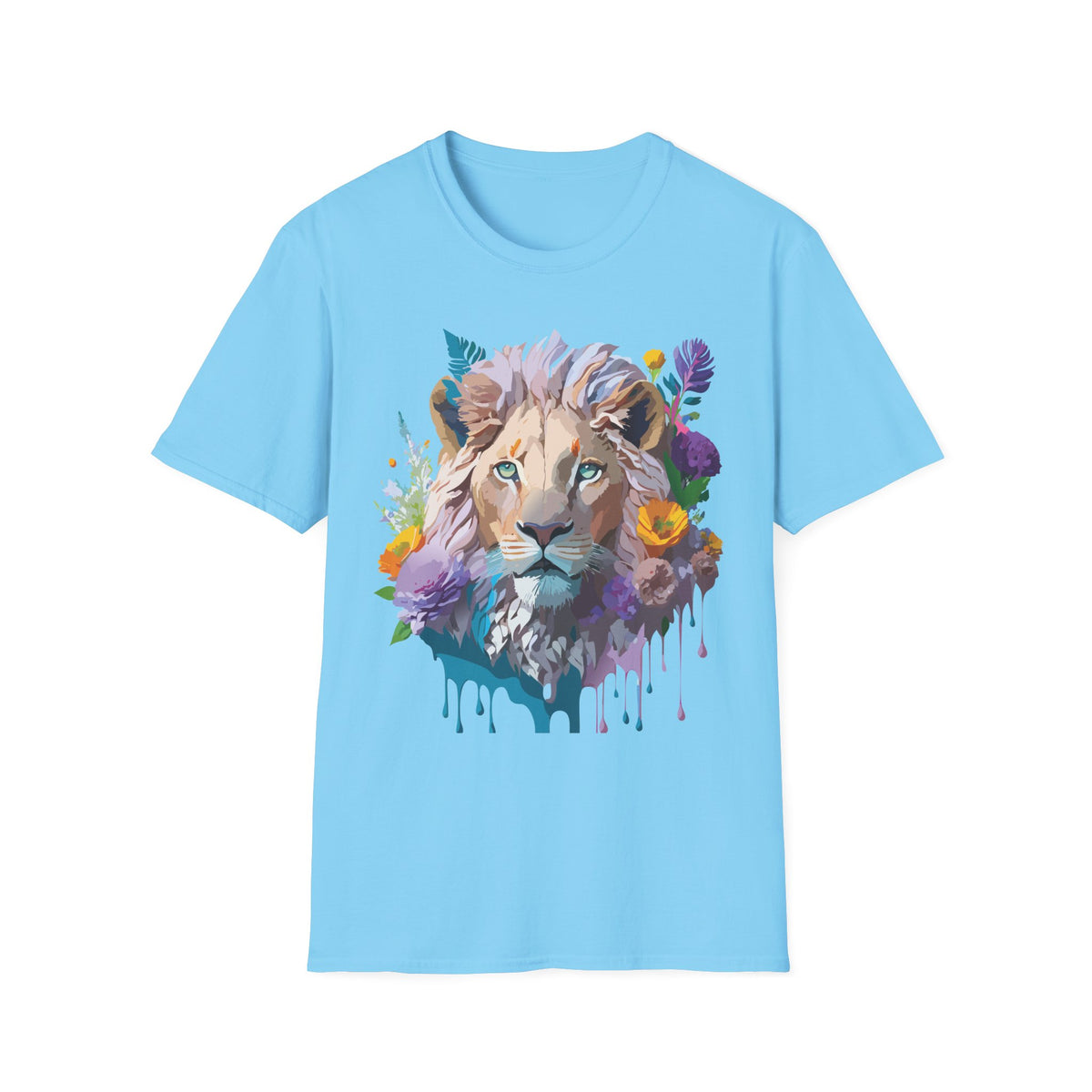 Watercolor Lion Face T-Shirt | Floral Safari Animal Tee