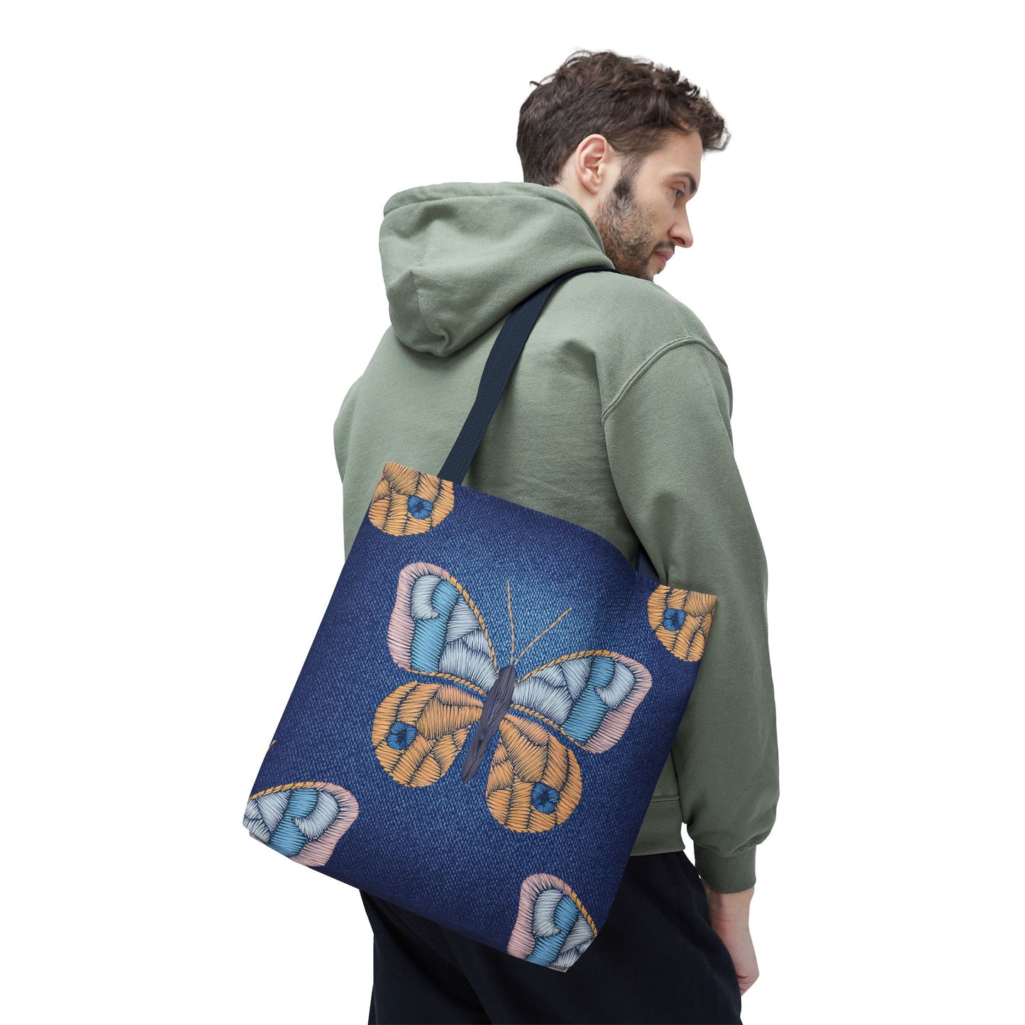 Denim Fabric Imitation Print Unisex Canvas Bag Poly Spun 3 Sizes Tote Bag 175