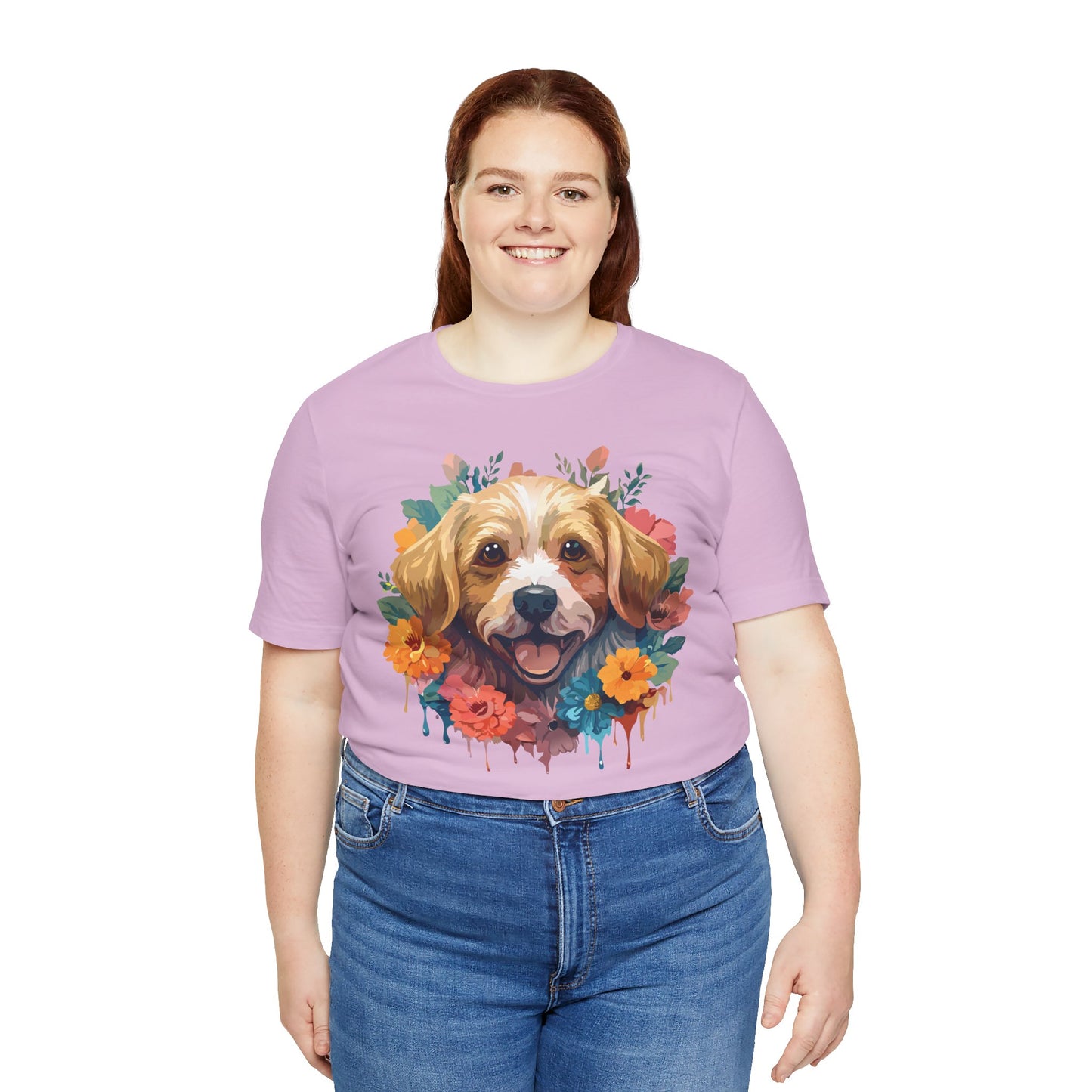 Floral Dog Tee, Animal Shirt, Dog Shirt, Floral Tee, Flower T-shirt, T-Shirt with Animal, Summer Top with Art Design