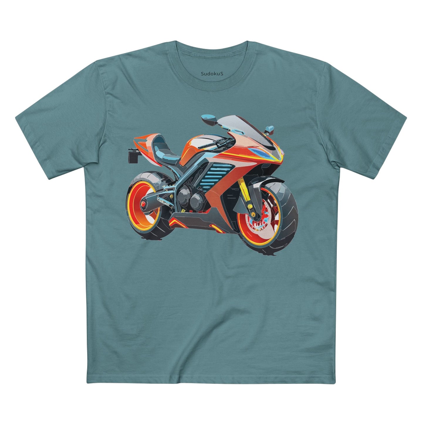 Moto Bike Graphic Unisex 100 Cotton Staple Tee 32
