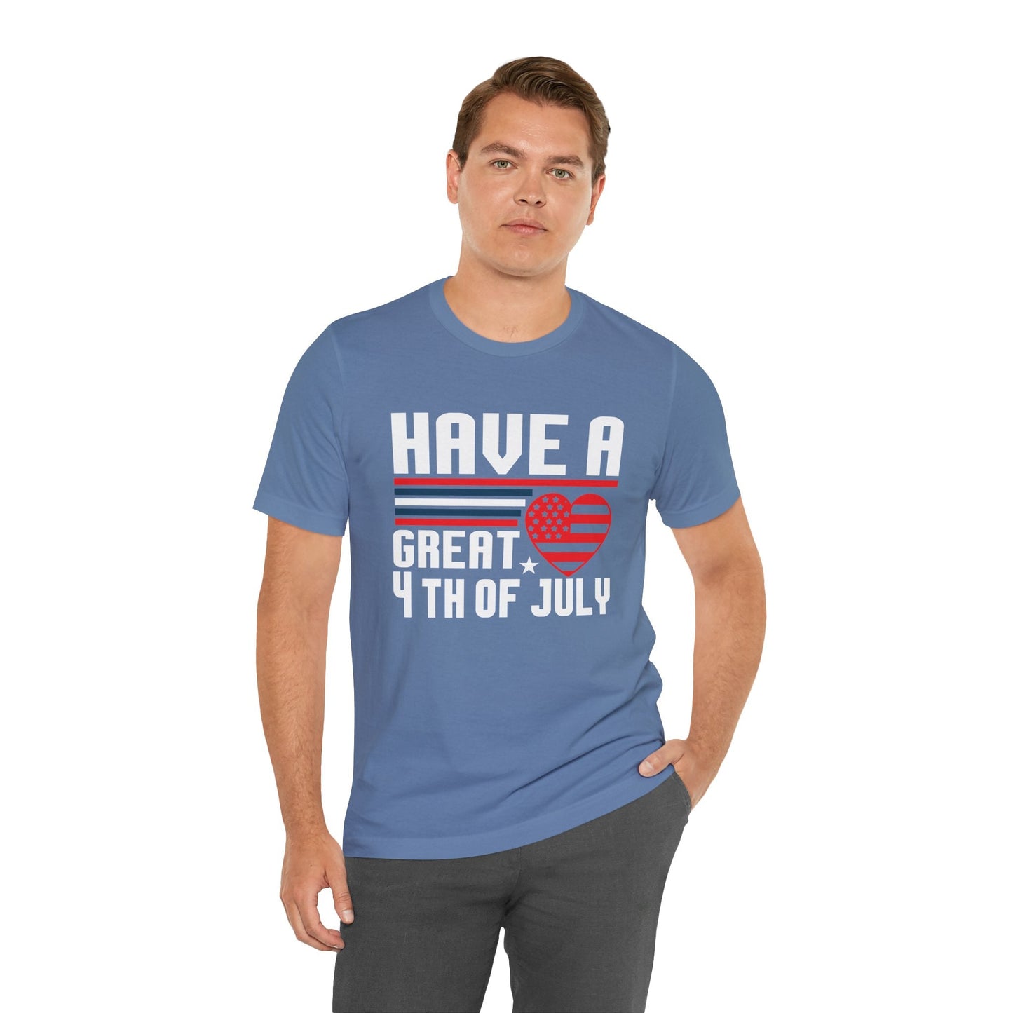 4th of July American Flag Graphic Unisex Cotton T-Shirt 020