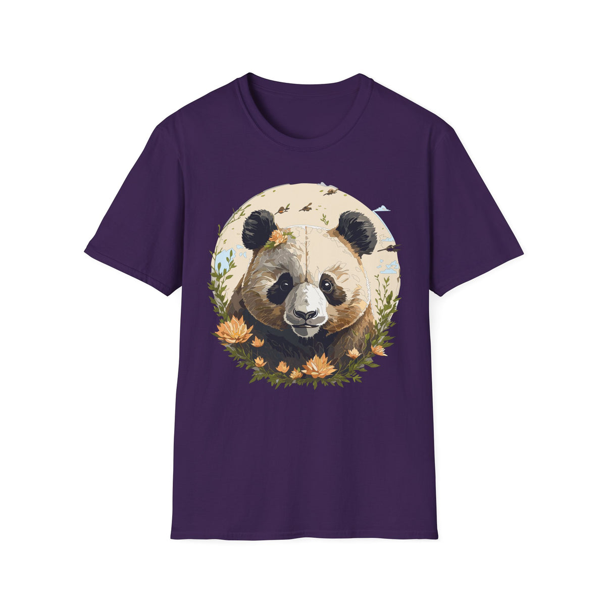 Floral Panda Illustration T-Shirt | Cute Bamboo Bear Graphic Tee