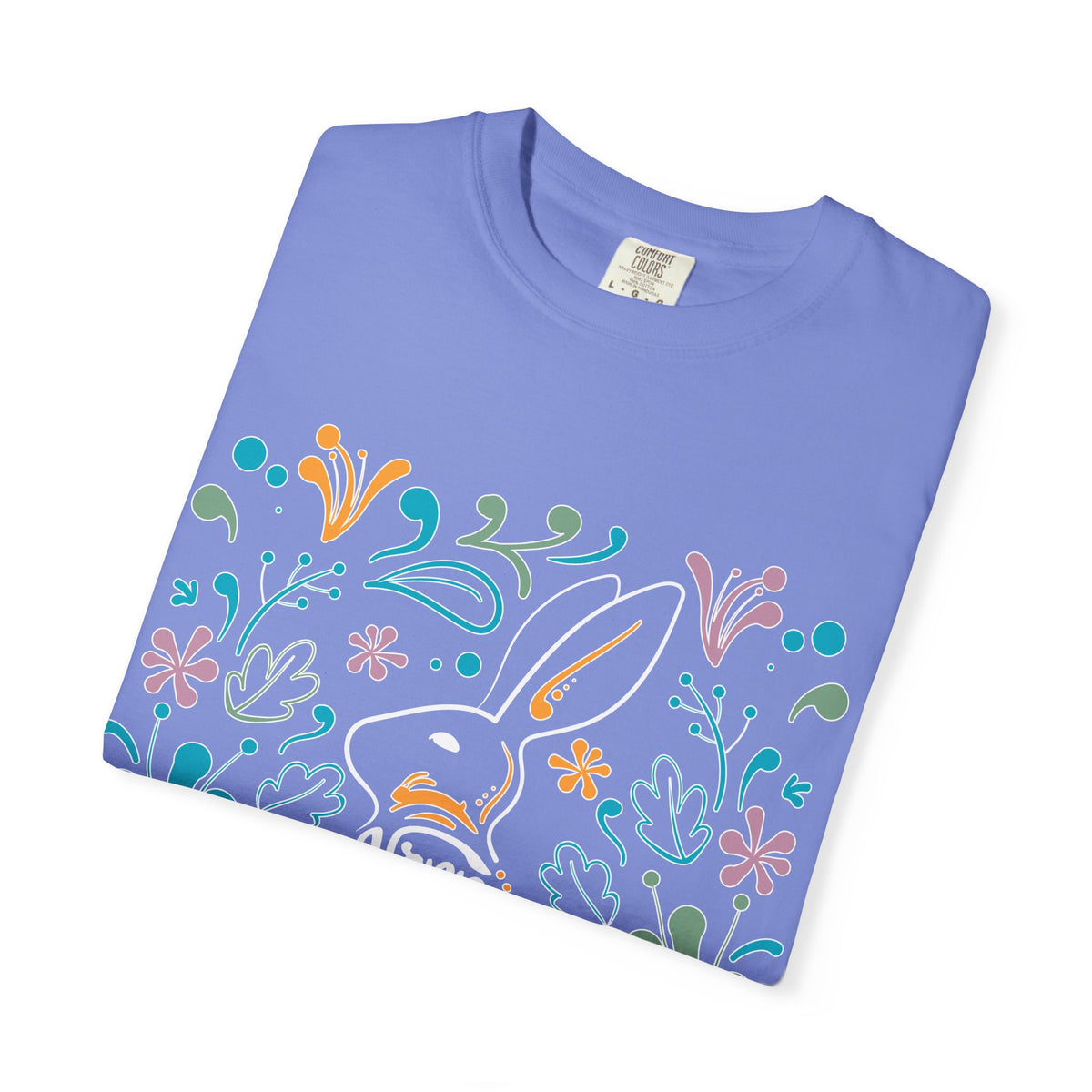 Easter Bunny Floral T-Shirt, Tee Shirt with Easter Signature, T Shirt with Easter Prints, Tee Shirt with Easter Design