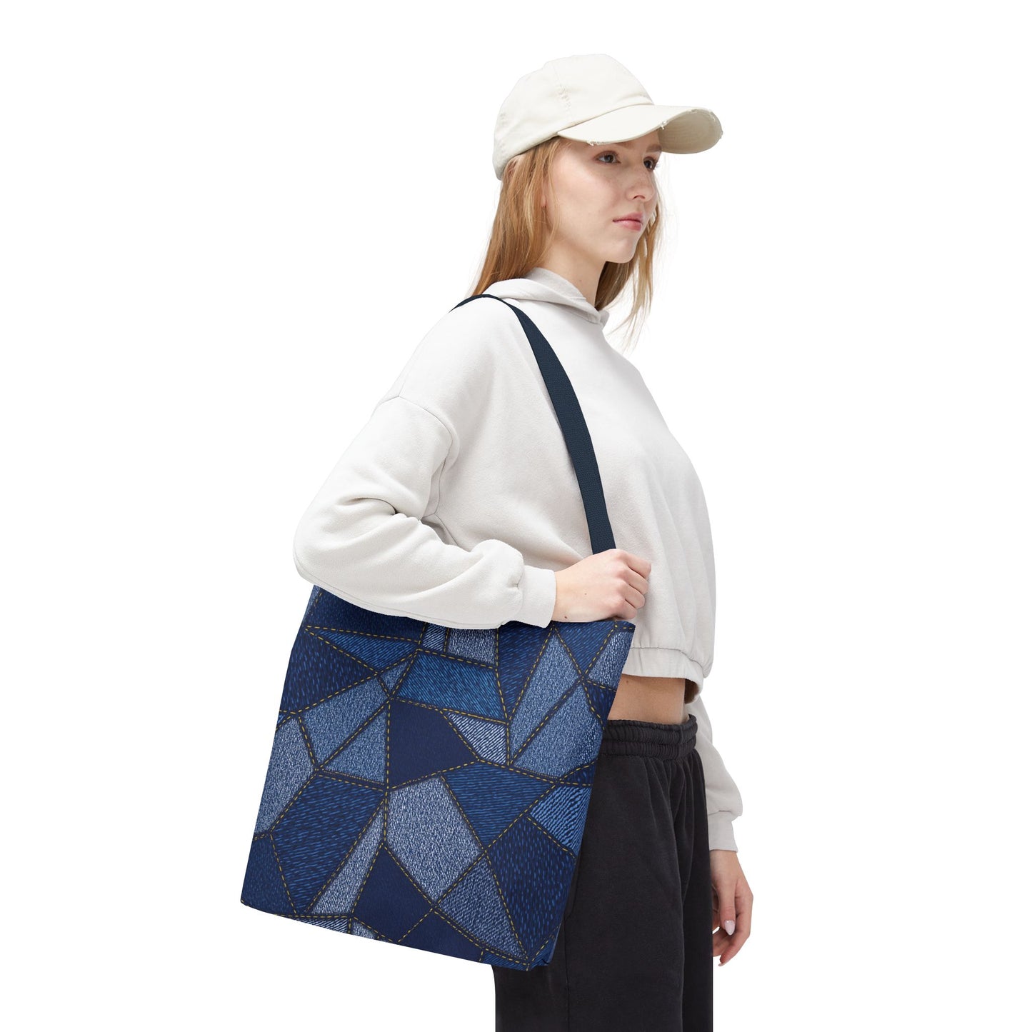Denim Fabric Imitation Print Unisex Canvas Bag Poly Spun 3 Sizes Tote Bag 104