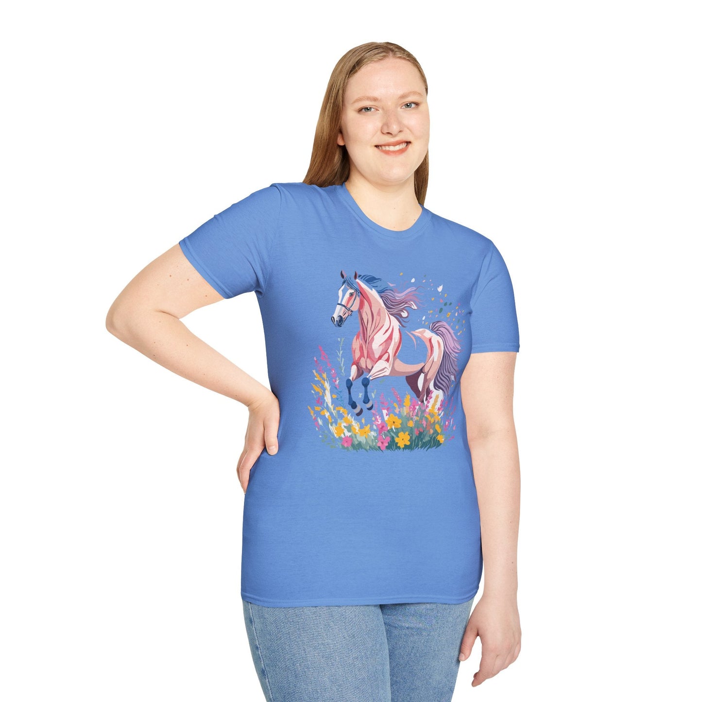 Horse Shirt Unisex Tee Animal Print Gildan Softstyle 64000 Ring Spun Cotton