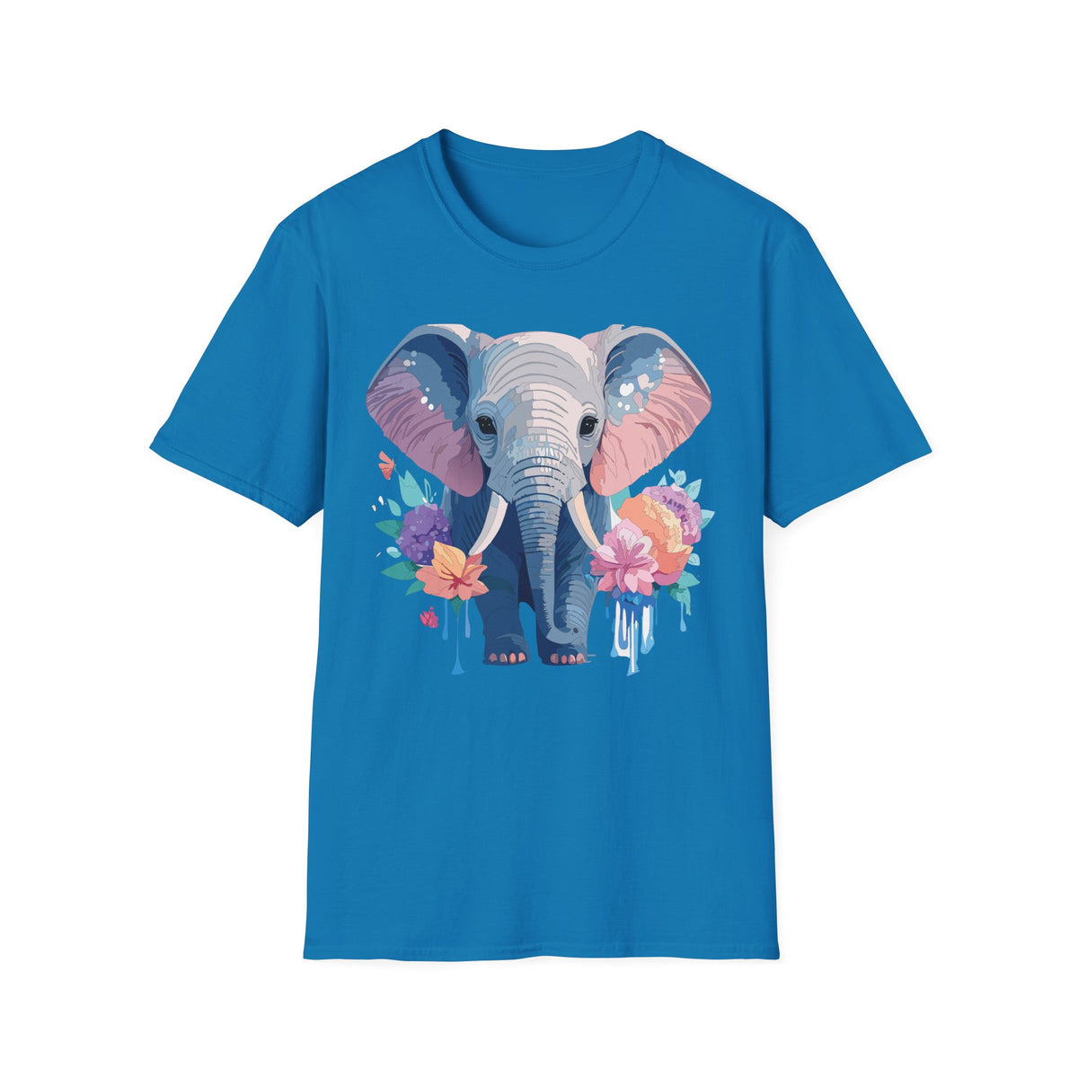 Watercolor Baby Elephant T-Shirt | Floral Safari Tee