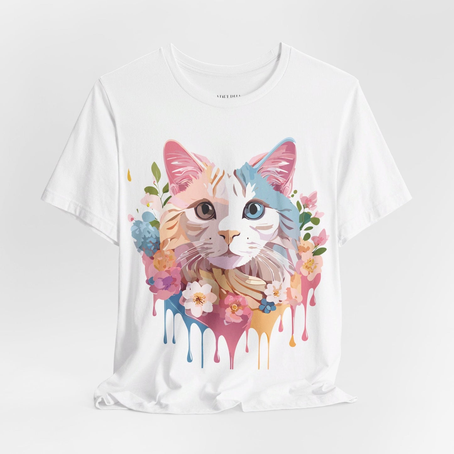 Cat Graphic Tee Unisex Short Sleeve Shirt With Adelpha Artwork