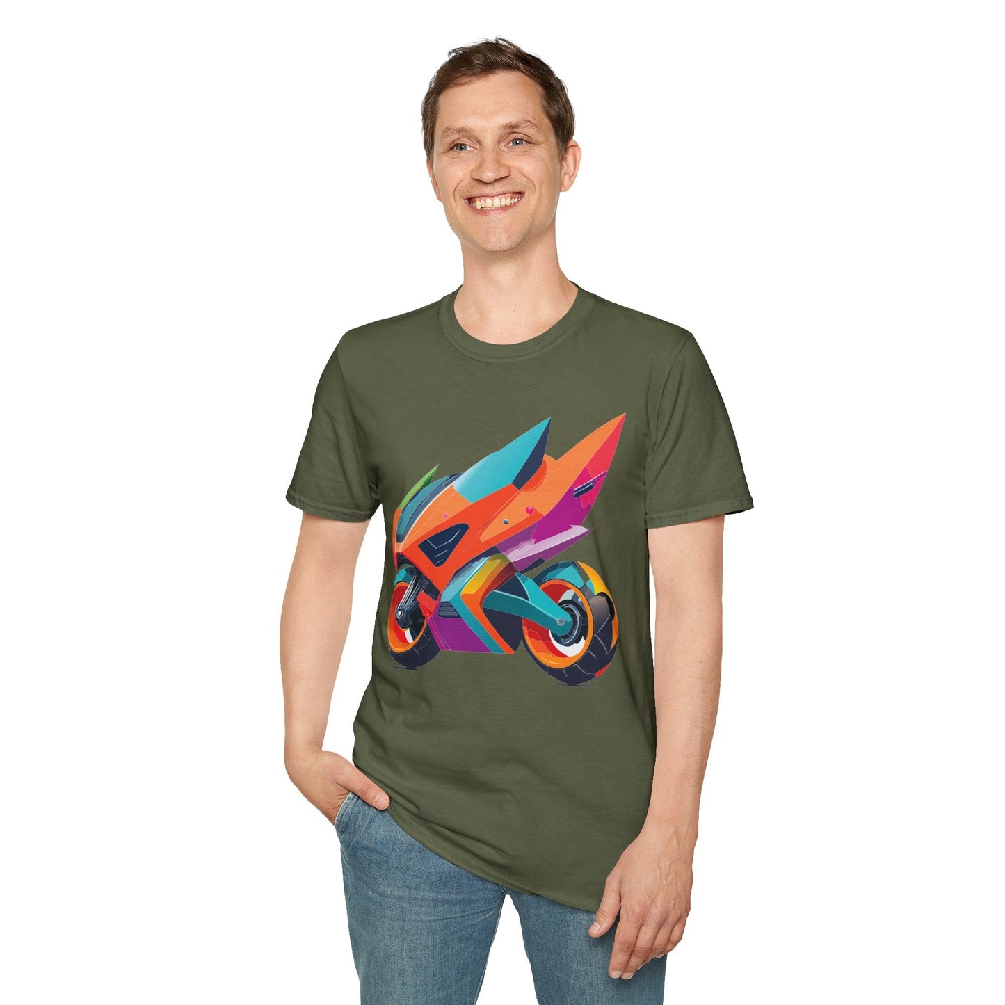 Unisex Bike T Shirt Moto Shirt Motorcycle MTB T Shirt 100 Percent Cotton Softstyle