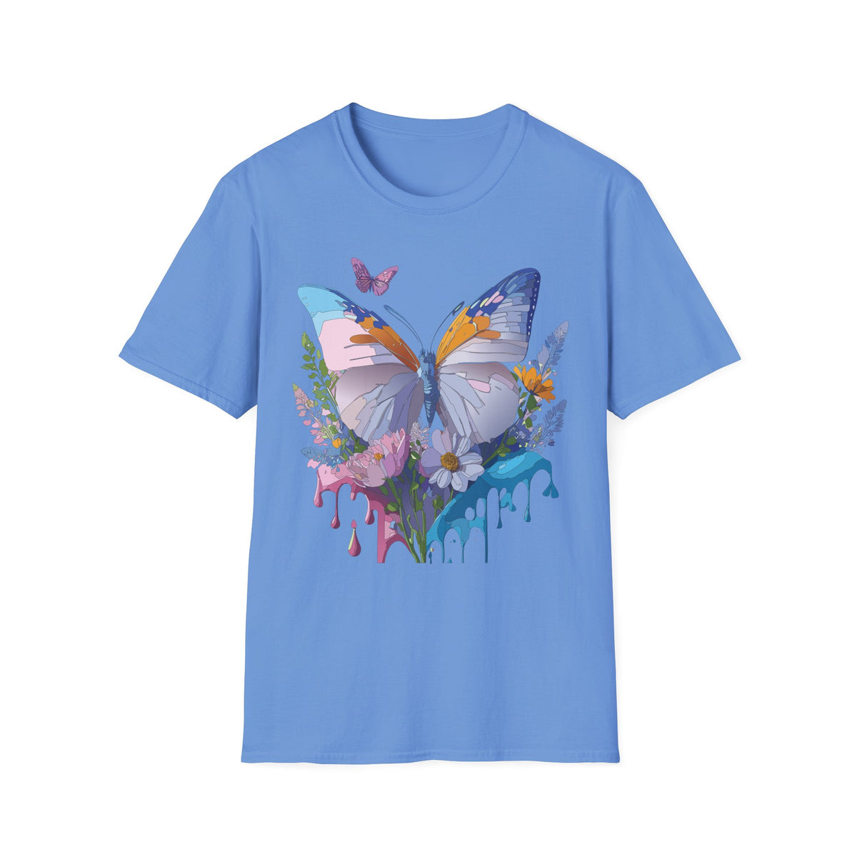 Butterfly Splash T-Shirt — Colorful Floral Drip Graphic Tee Unisex 100 Cotton Gildan T-Shirt