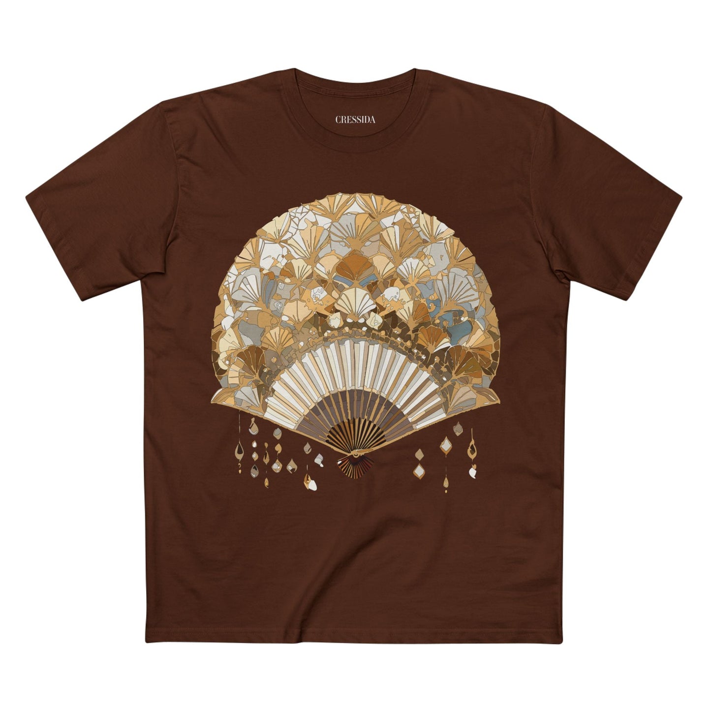 Antique Fan Graphic Design T-Shirt Unisex 100 Cotton Floral Carnival Artwork Tee 10