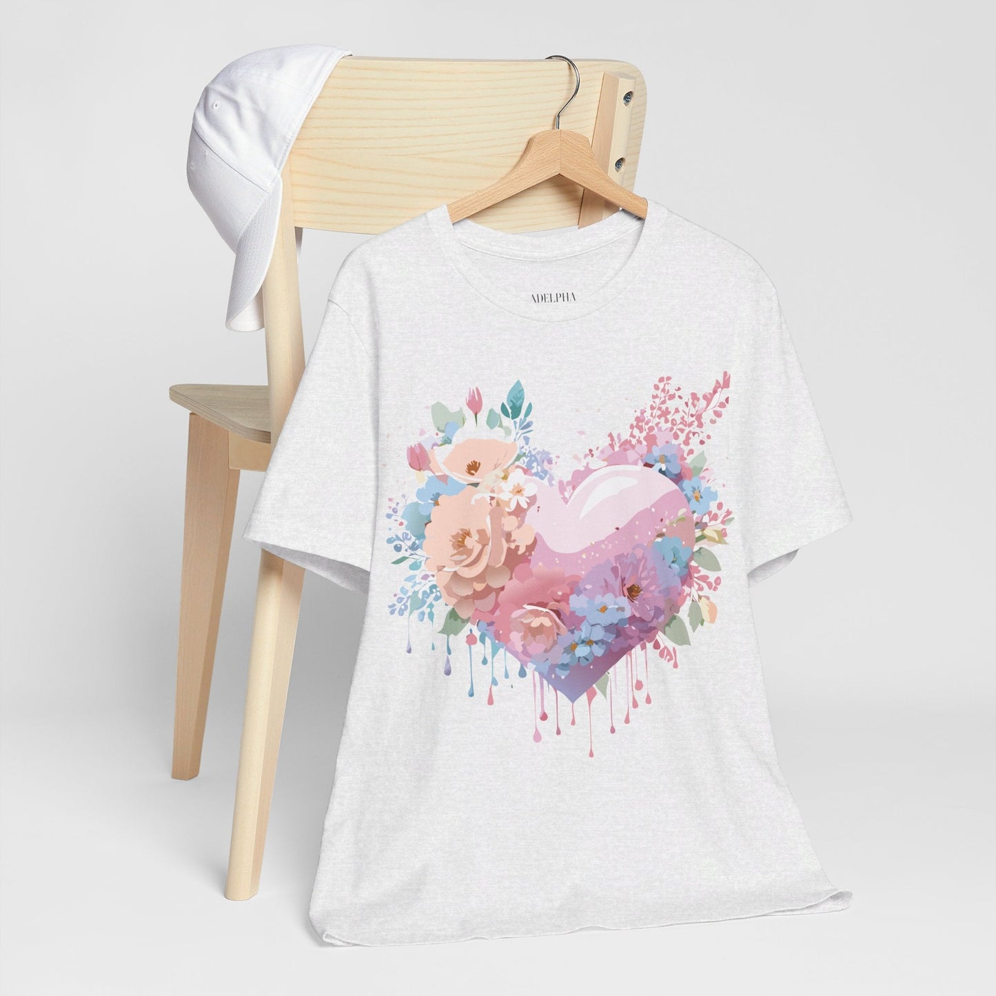 Valentine Day Graphic Unisex 100 Cotton Vintage Artwork with Love and Flower Design Tee 29