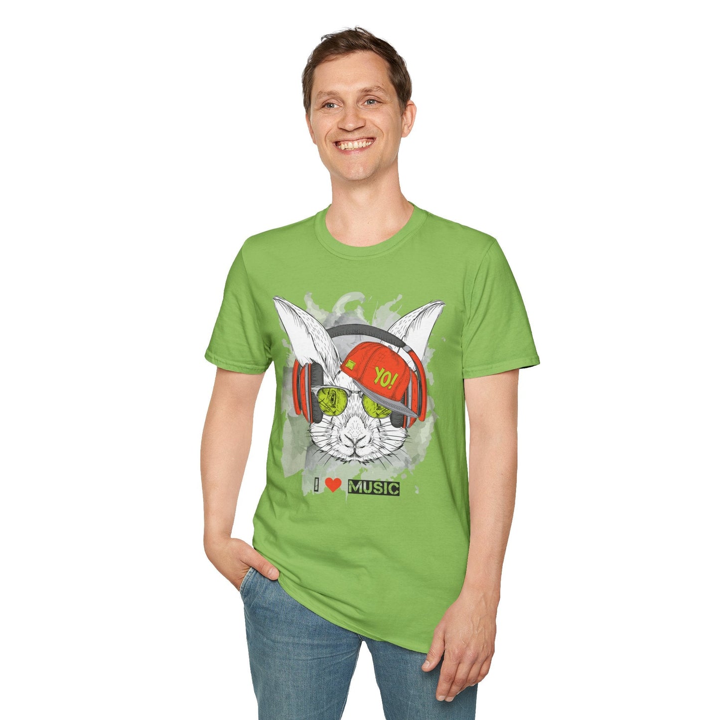 Unisex Music Animals Shirt With Headphones Softstyle Short Sleeve Tee Gildan 64000
