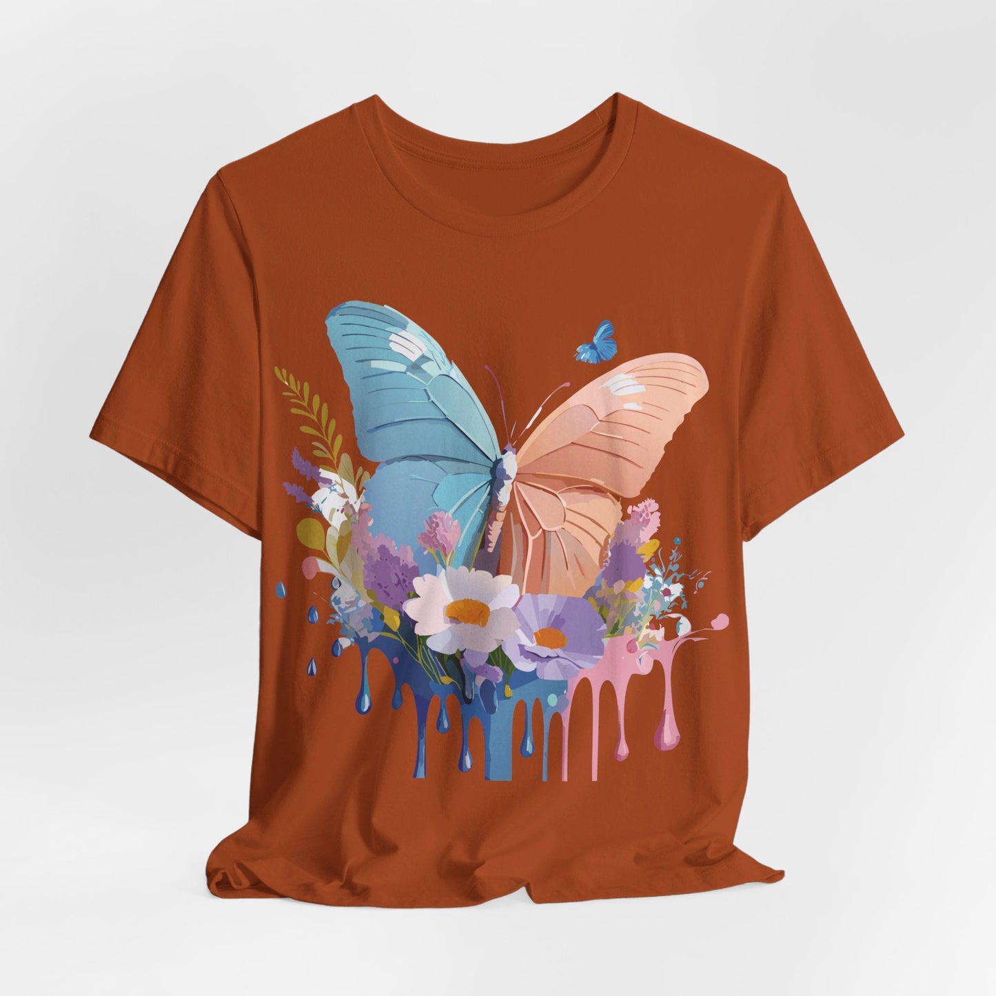Butterfly Graphic Unisex 100 Cotton Lightweight Vintage Floral Design Jersey Tee 3