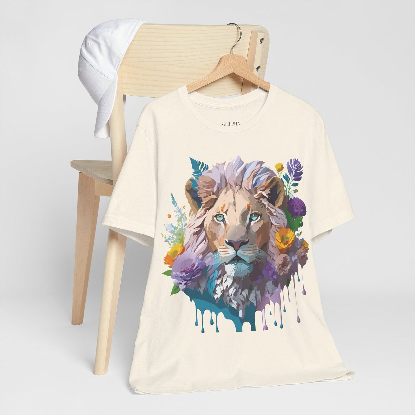 Lion Graphic Tee Unisex Short Sleeve Shirt With Vintage Inspired Artwork By Adelpha