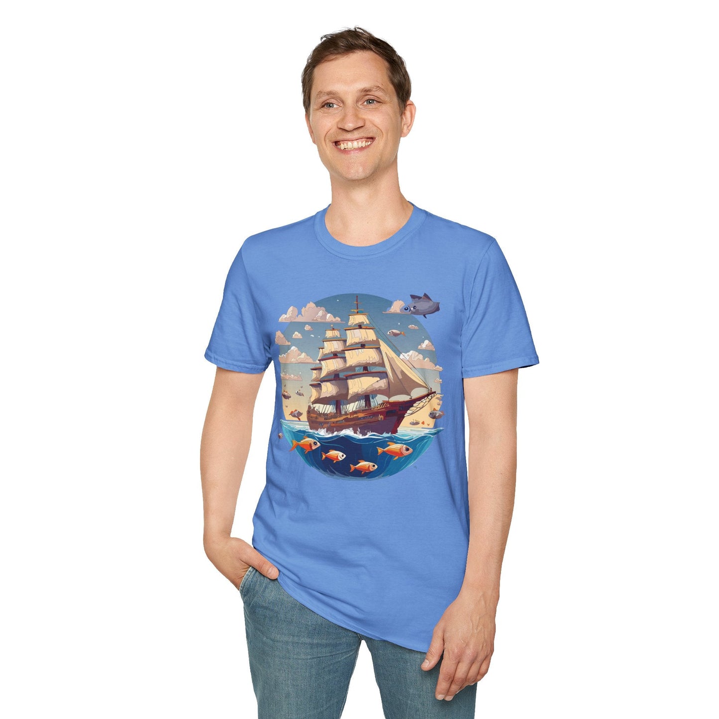 Nautical Ship Frigate Vessel T Shirt Unisex Premium Softstyle Cotton Tee Gildan 64000
