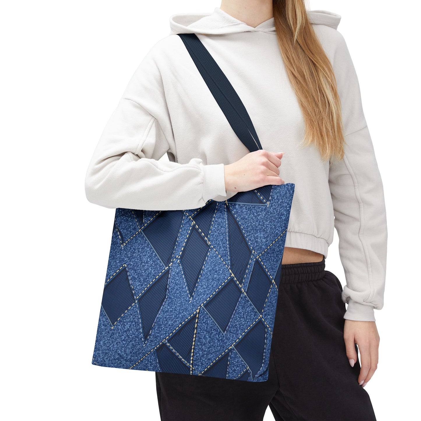 Denim Fabric Imitation Print Unisex Canvas Bag Poly Spun 3 Sizes Tote Bag 103