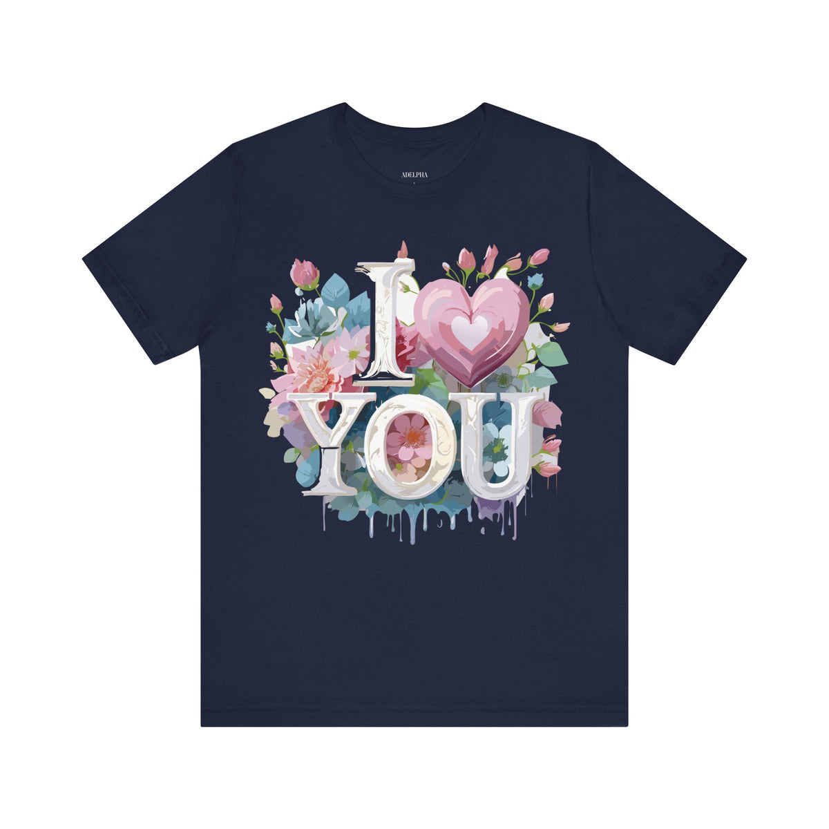 Valentine's Day Graphic Unisex Cotton Bella+Canvas Tee with Floral Art Design d126