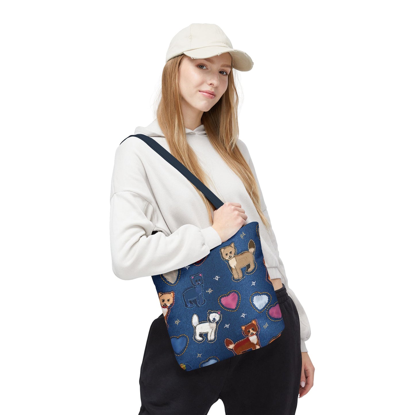 Love Day Graphic Design Denim Fabric Imitation Print Unisex Canvas Bag POLY 3 Sizes Tote Bag 201-6