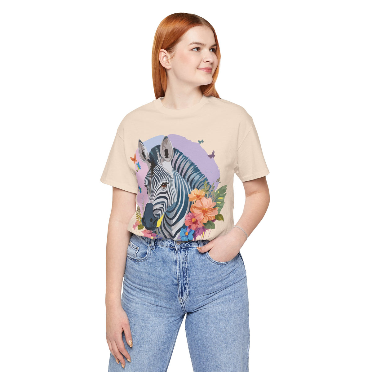 Zebra Graphic Unisex Cotton Bella+Canvas Tee with Art Animal Design e78