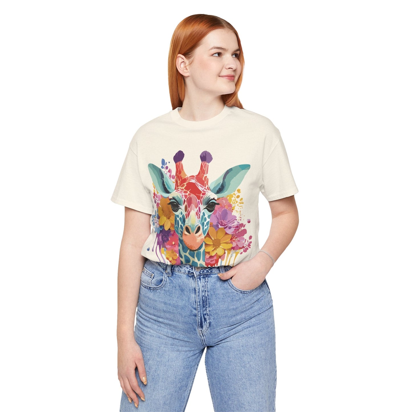 Giraffe Graphic Tee Unisex Vintage Inspired Art Design Adelpha Short Sleeve Shirt