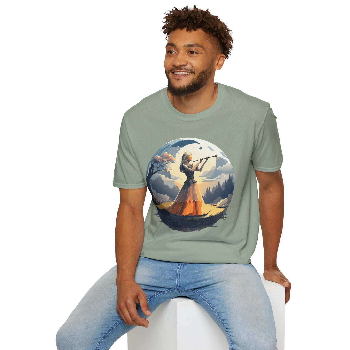 Unisex Softstyle Graphic T Shirt 100 Percent Ring Spun Cotton Art Design Tee For Women