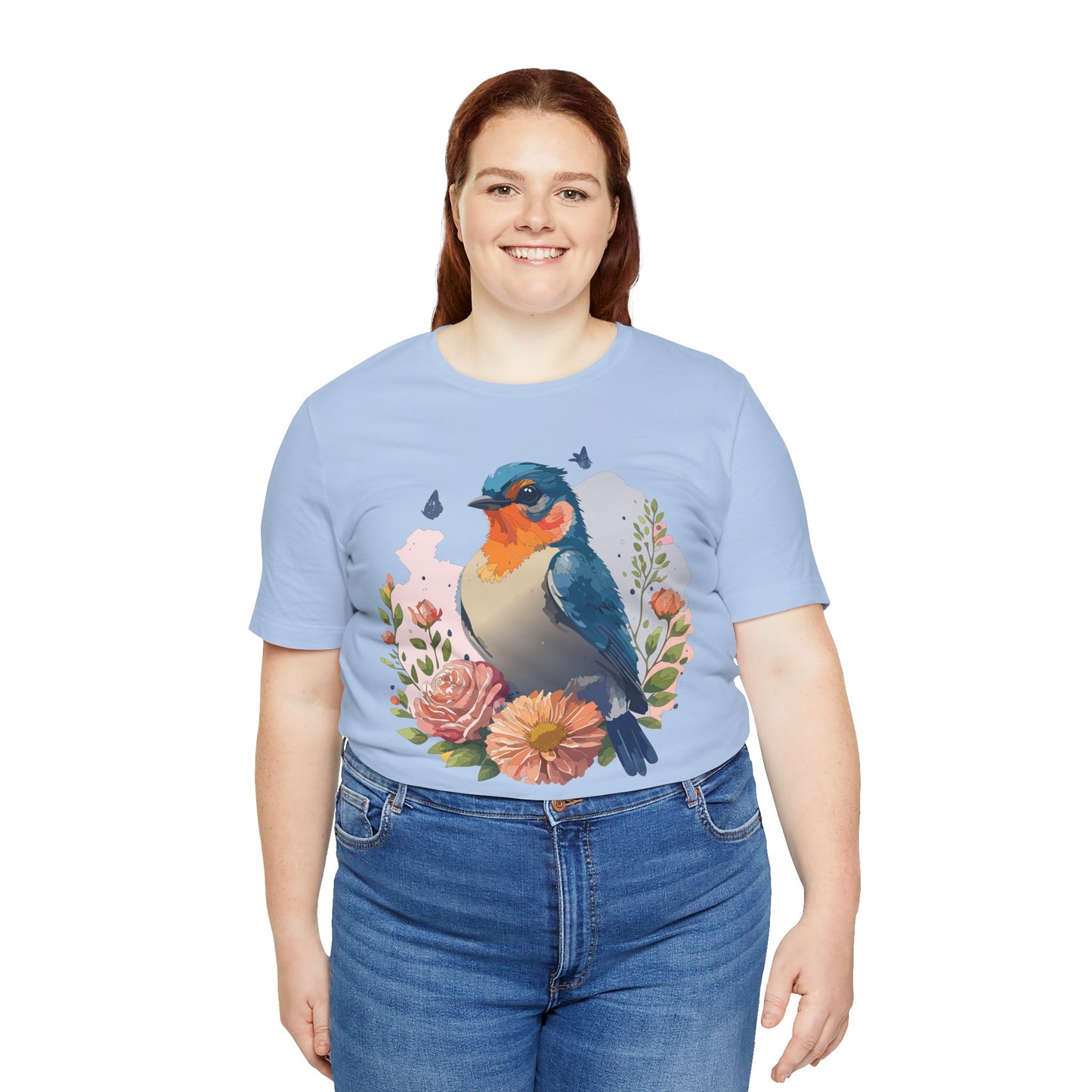 Floral Bird Tee, Animal Shirt, Bird Shirt, Floral Tee, Flower T-shirt, T-Shirt with Animal