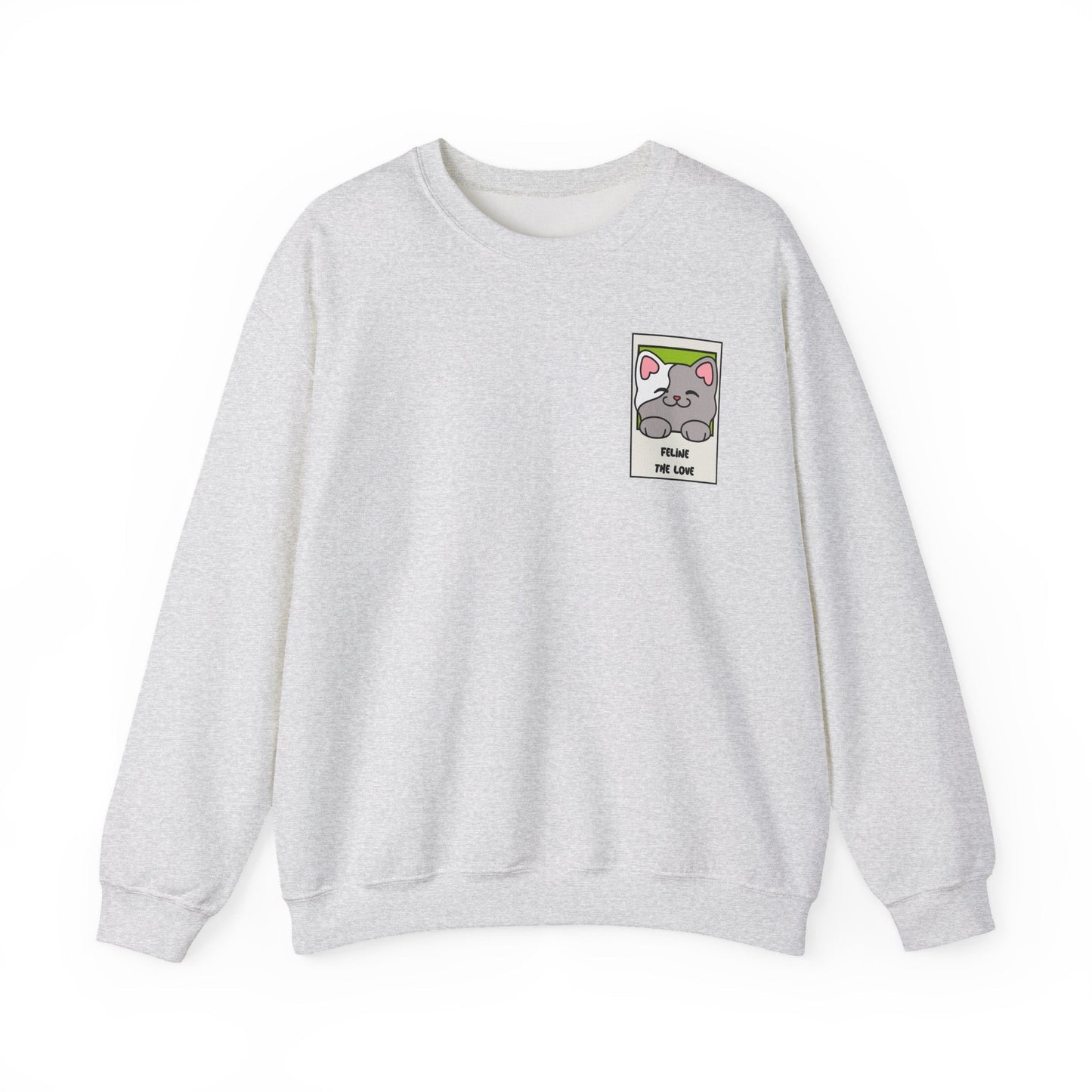 Pocket Cat Sweatshirt Unisex Cat Heart Sweatshirt Valentines Day Gift 50 Percent Cotton Poly Blend