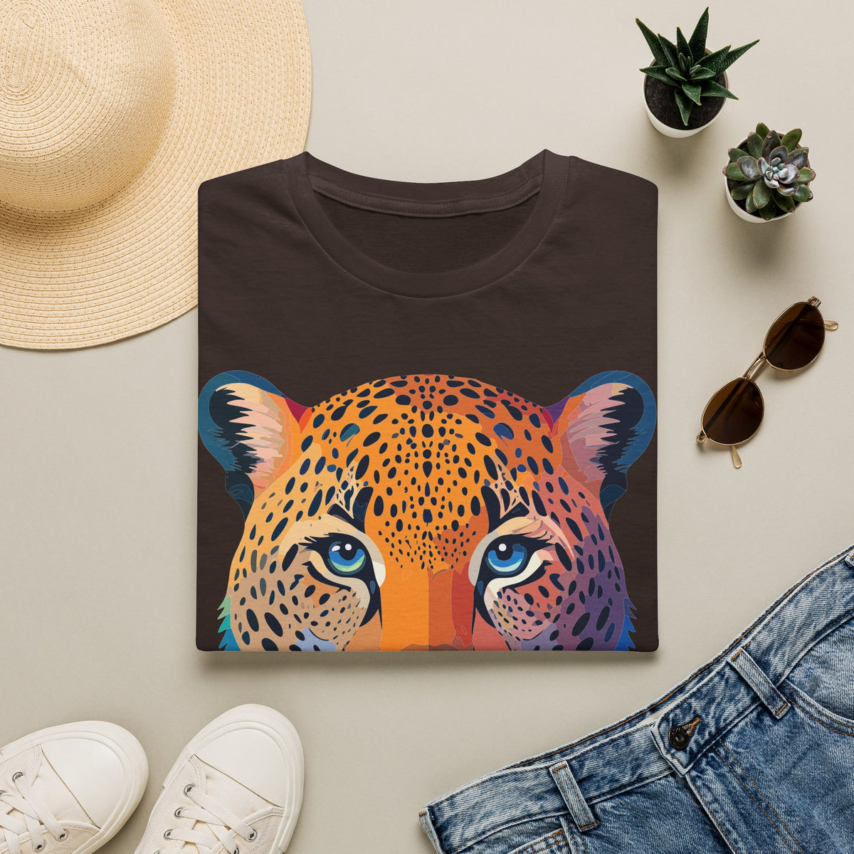 Colorful Leopard Face T-Shirt | Vibrant Wildlife Animal Tee