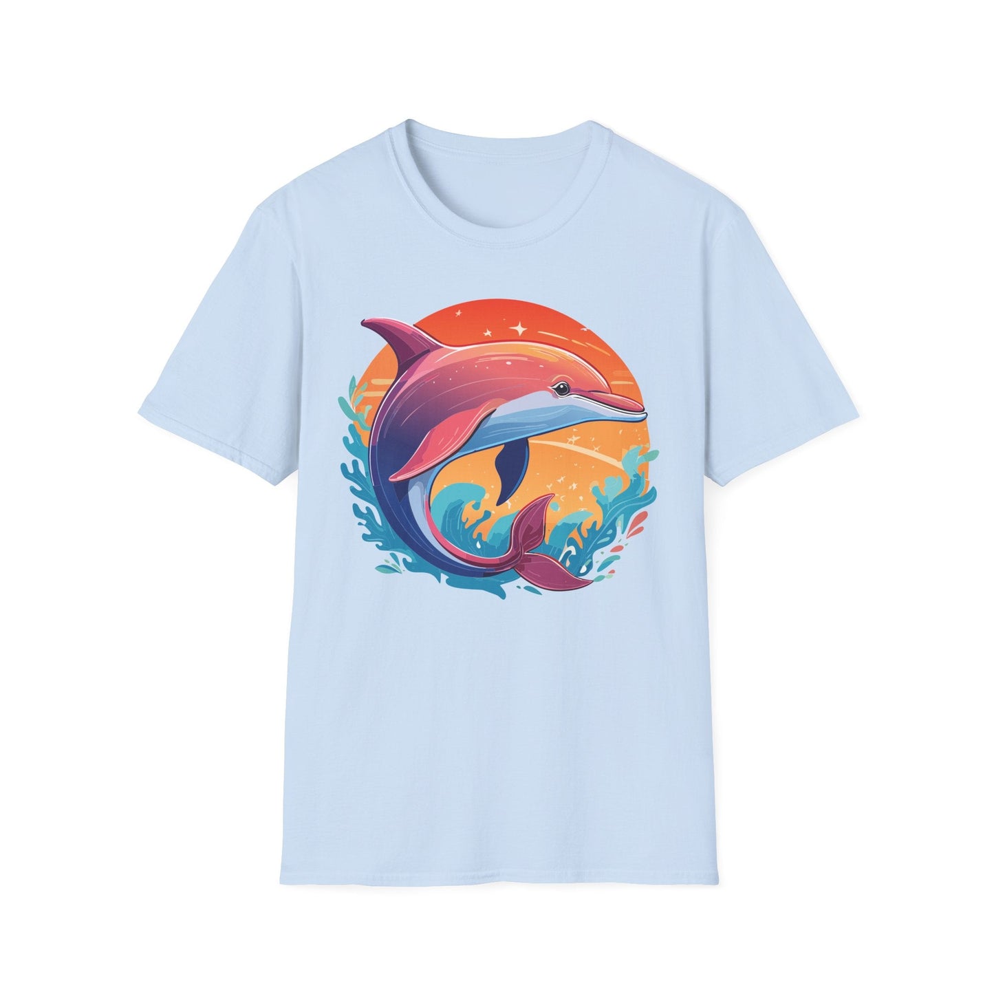 Dolphin Shirt Unisex Tee 100 Percent Ring Spun Cotton Softstyle Gildan 64000 Comfort Fit
