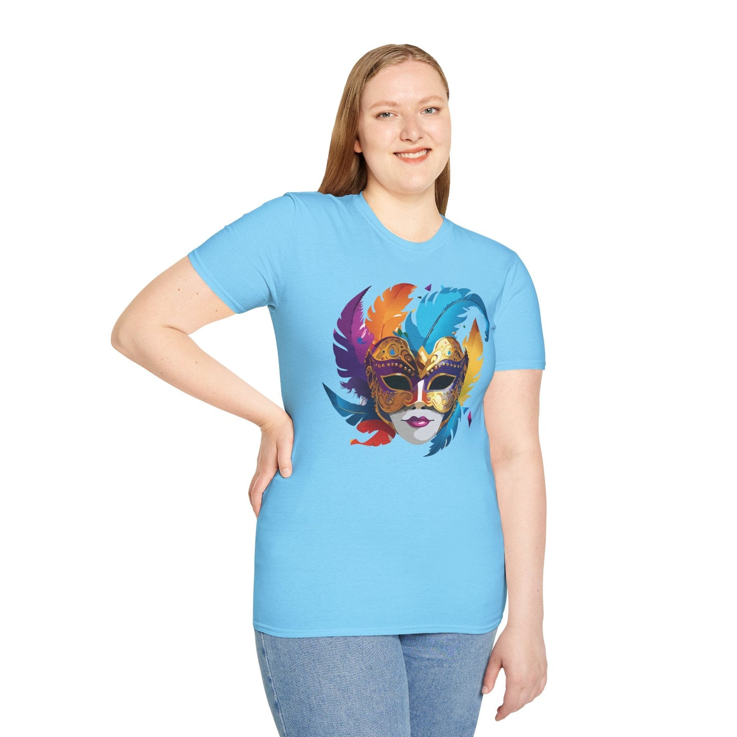 Mask Tee Shirt Unisex Short Sleeve Cotton Tee Art Design Masquerade Gildan Softstyle 64000