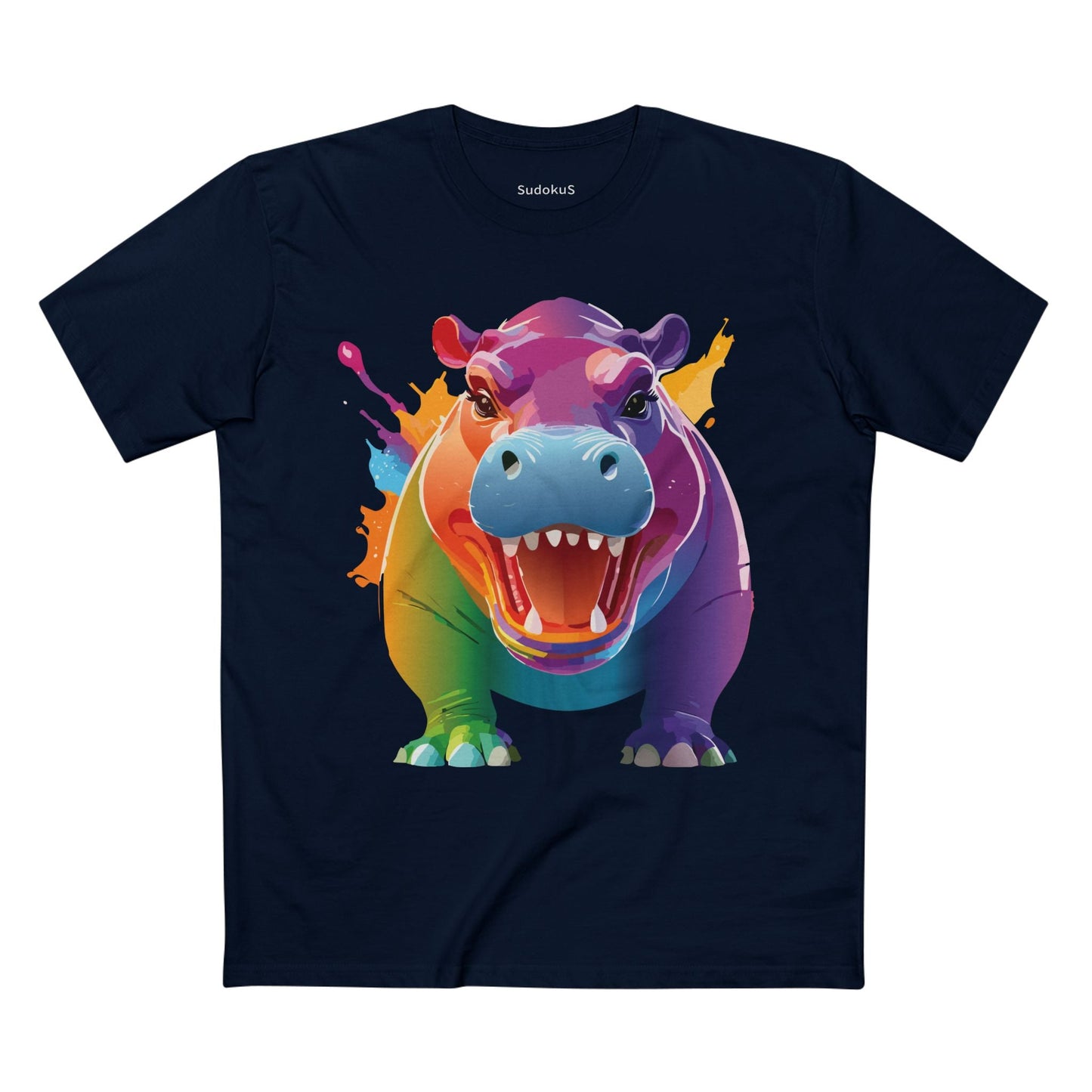 Hippo Graphic Unisex 100 Cotton Staple Tee with Animal Design Artwork 6