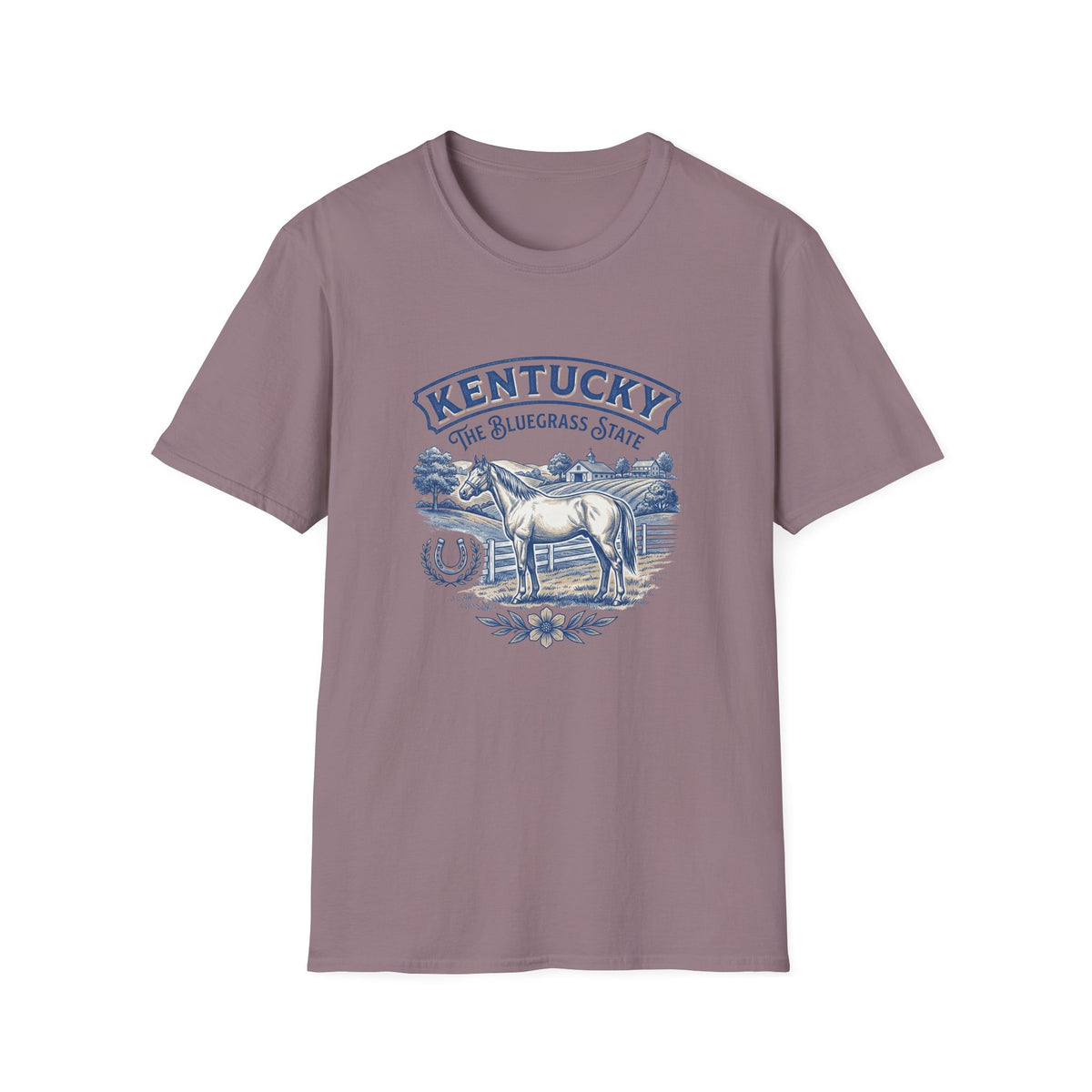 Kentucky Horse & Bluegrass State Travel Tourist Graphic Design Unisex 100 Cotton Gildan T-Shirt